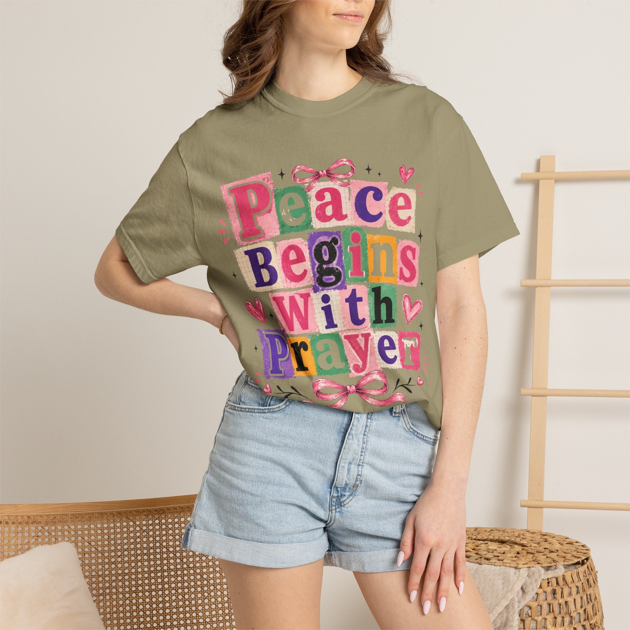 Peace Begins With Prayer T-Shirt — Inspirational Faith Graphic Tee