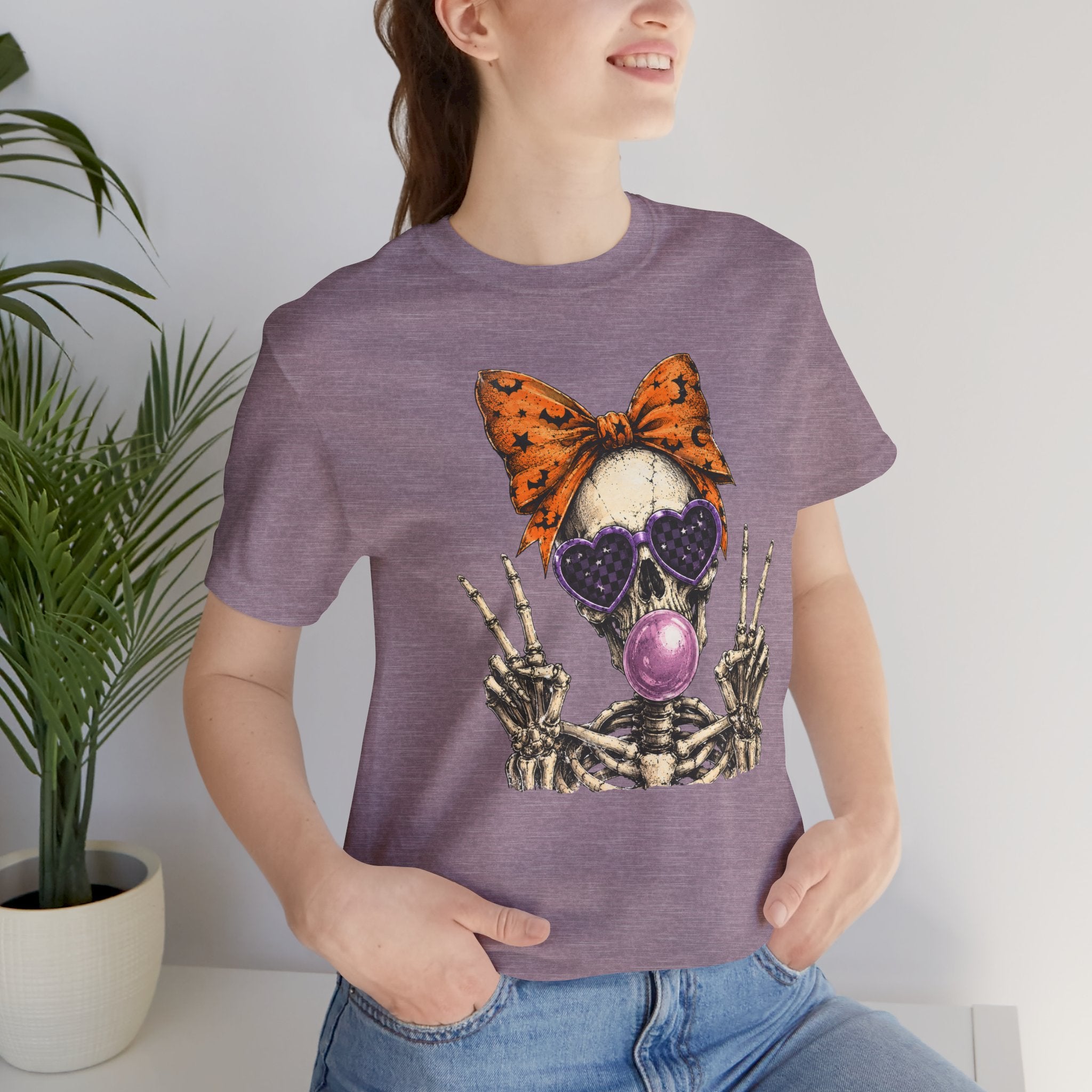 Skull Bubblegum Tee — Cute Gothic Skull with Bow & Sunglasses Graphic T-Shirt