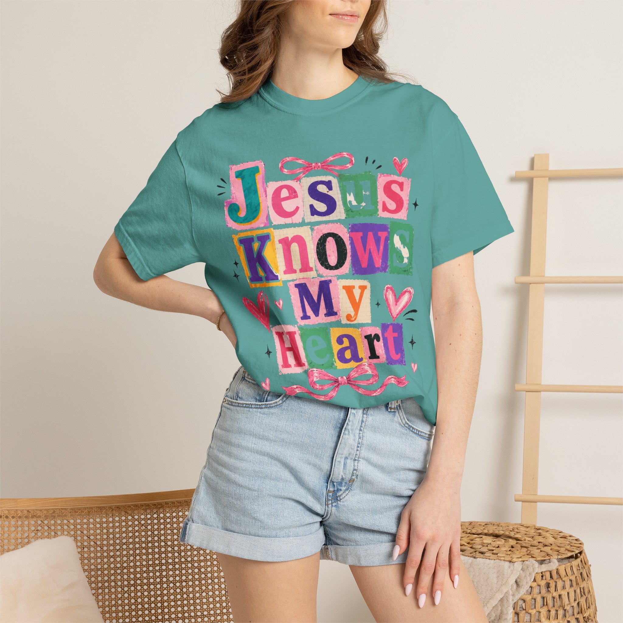 Jesus Knows My Heart T-Shirt — Colorful Faith Graphic Tee