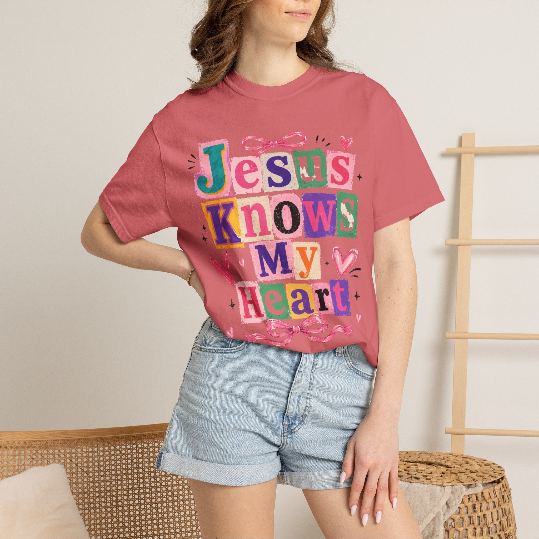 Jesus Knows My Heart T-Shirt — Colorful Faith Graphic Tee