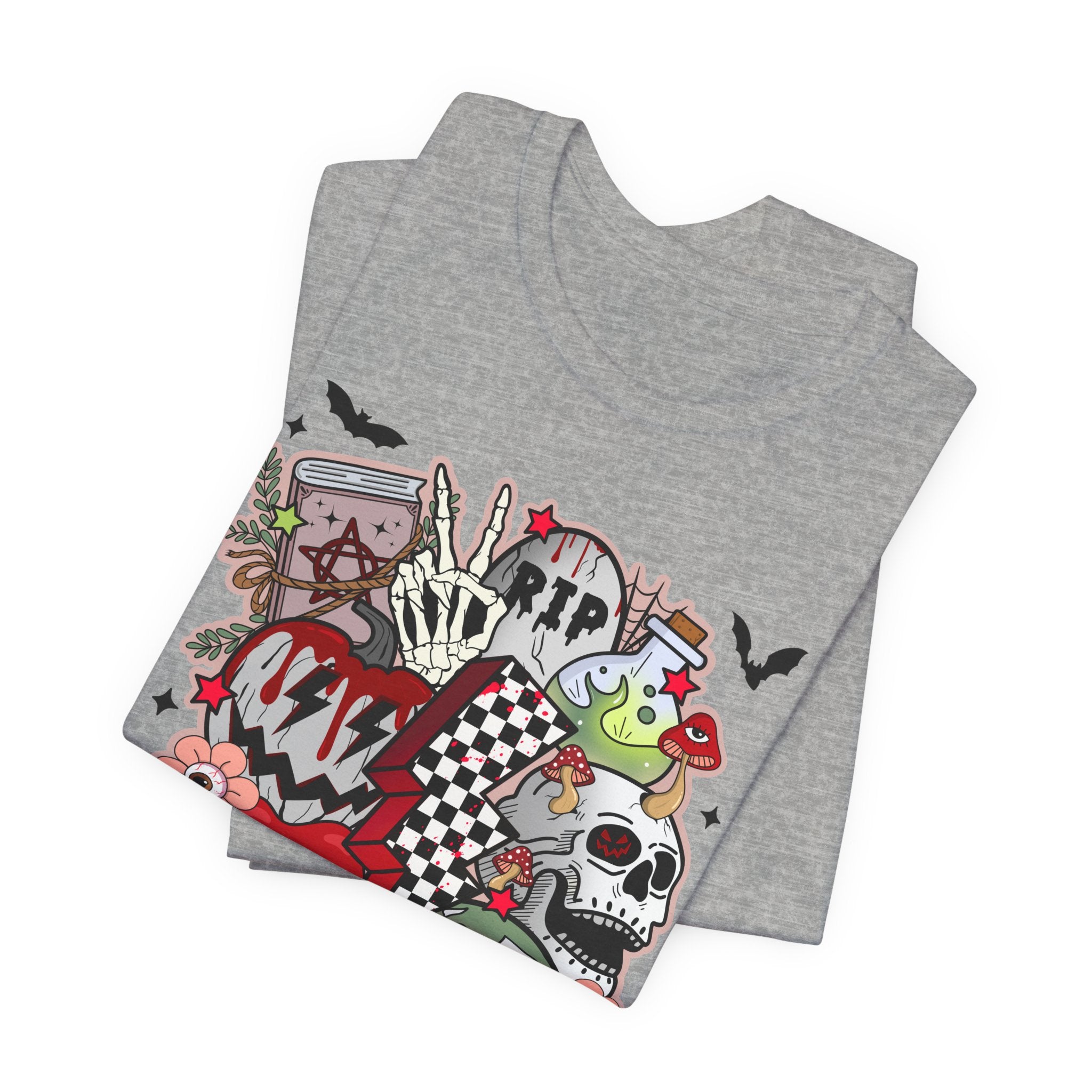 Skull & Joker Graphic Tee — Halloween Goth Punk Horror T-Shirt