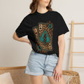 Leopard Ace Playing Cards T-Shirt — Turquoise Lightning Spade Graphic