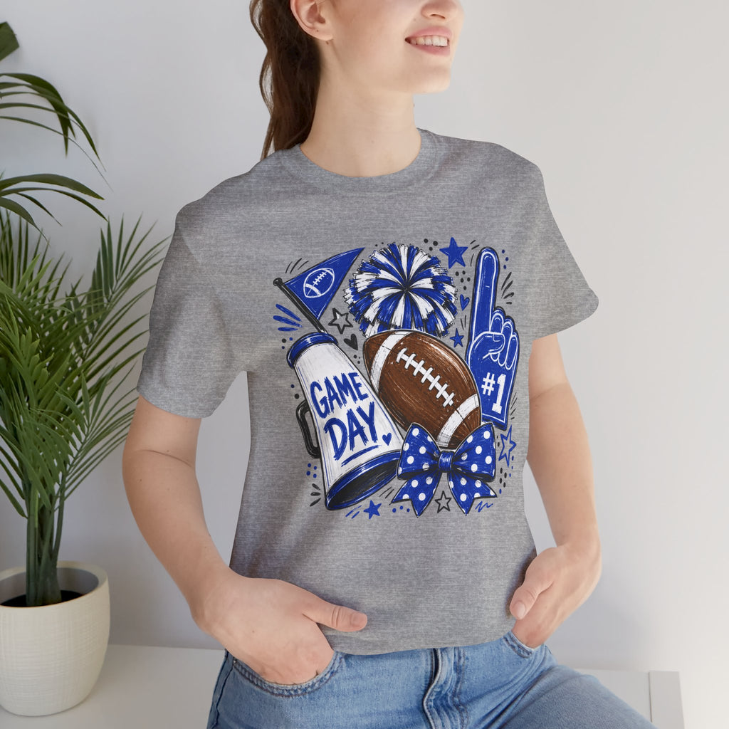 Game Day Football Tee — Blue "Game Day" Fan Graphic Shirt