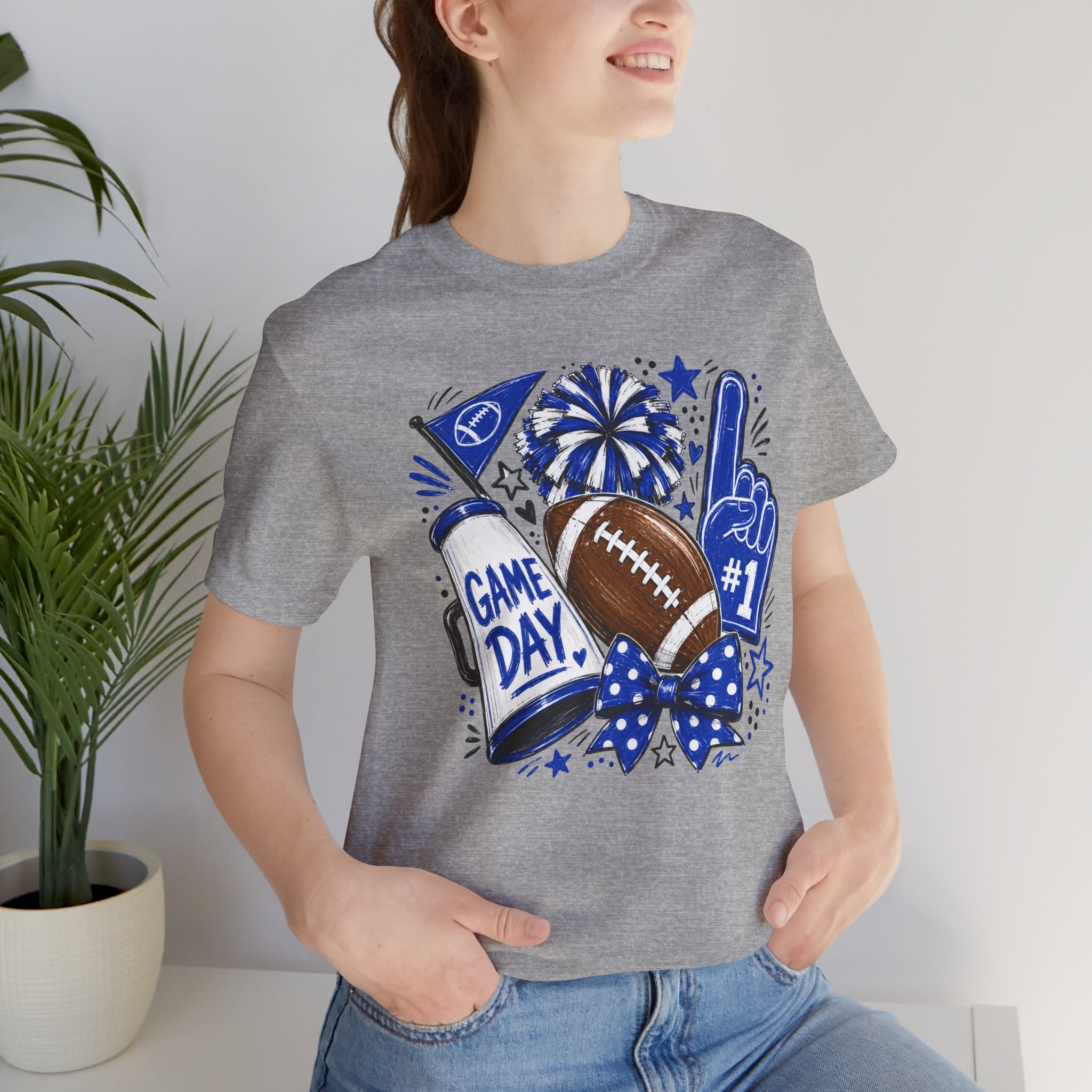Game Day Football Tee — Blue "Game Day" Fan Graphic Shirt