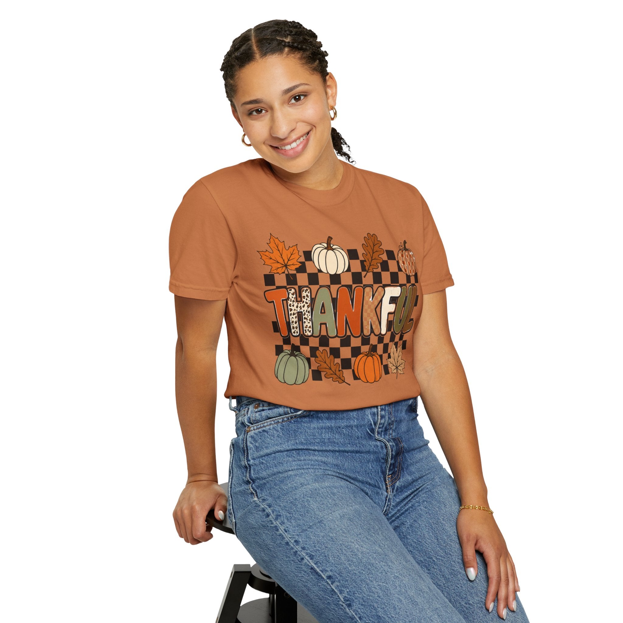 Thankful Fall T-Shirt — Pumpkin & Leaves Thanksgiving Tee