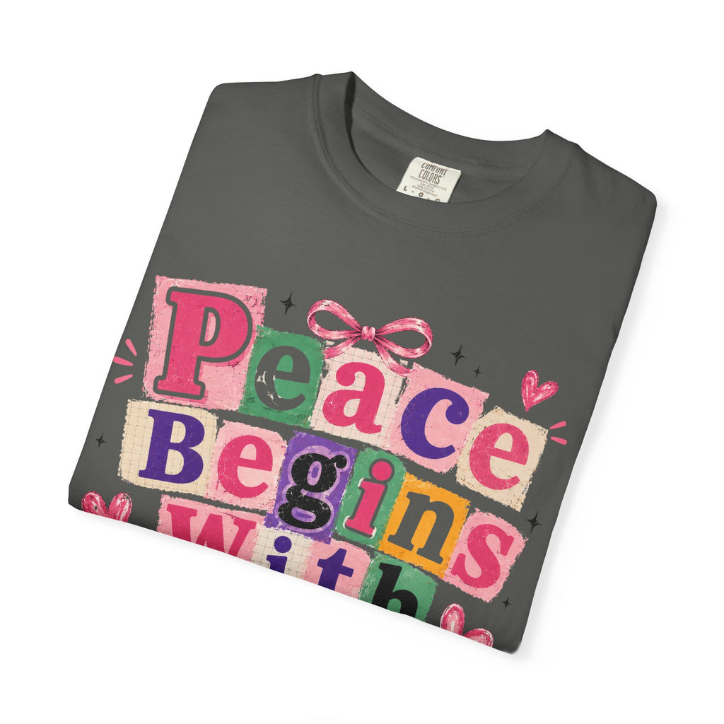 Peace Begins With Prayer T-Shirt — Inspirational Faith Graphic Tee