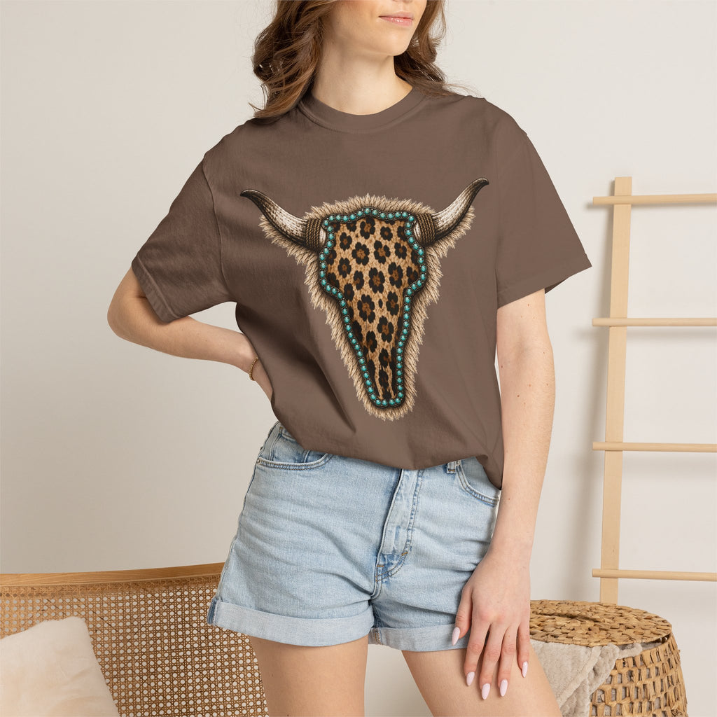 Leopard Skull Tee — Western Bull Skull Graphic T-Shirt