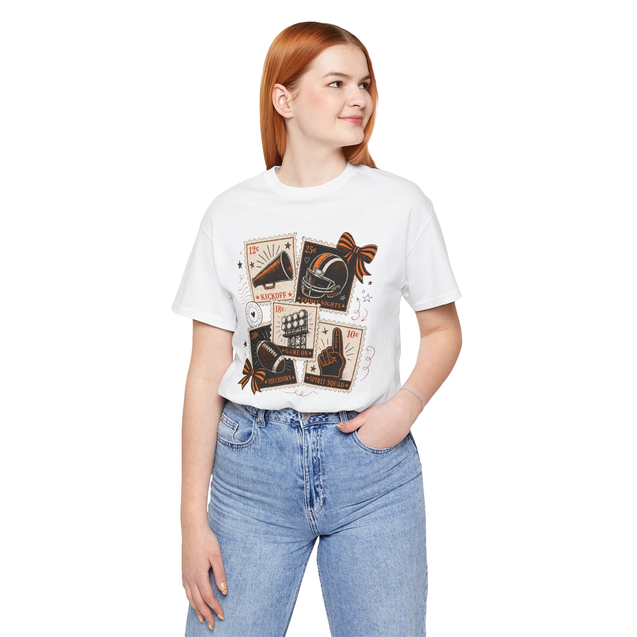 Football Vintage Stamps Tee — Retro Gridiron Collage Shirt