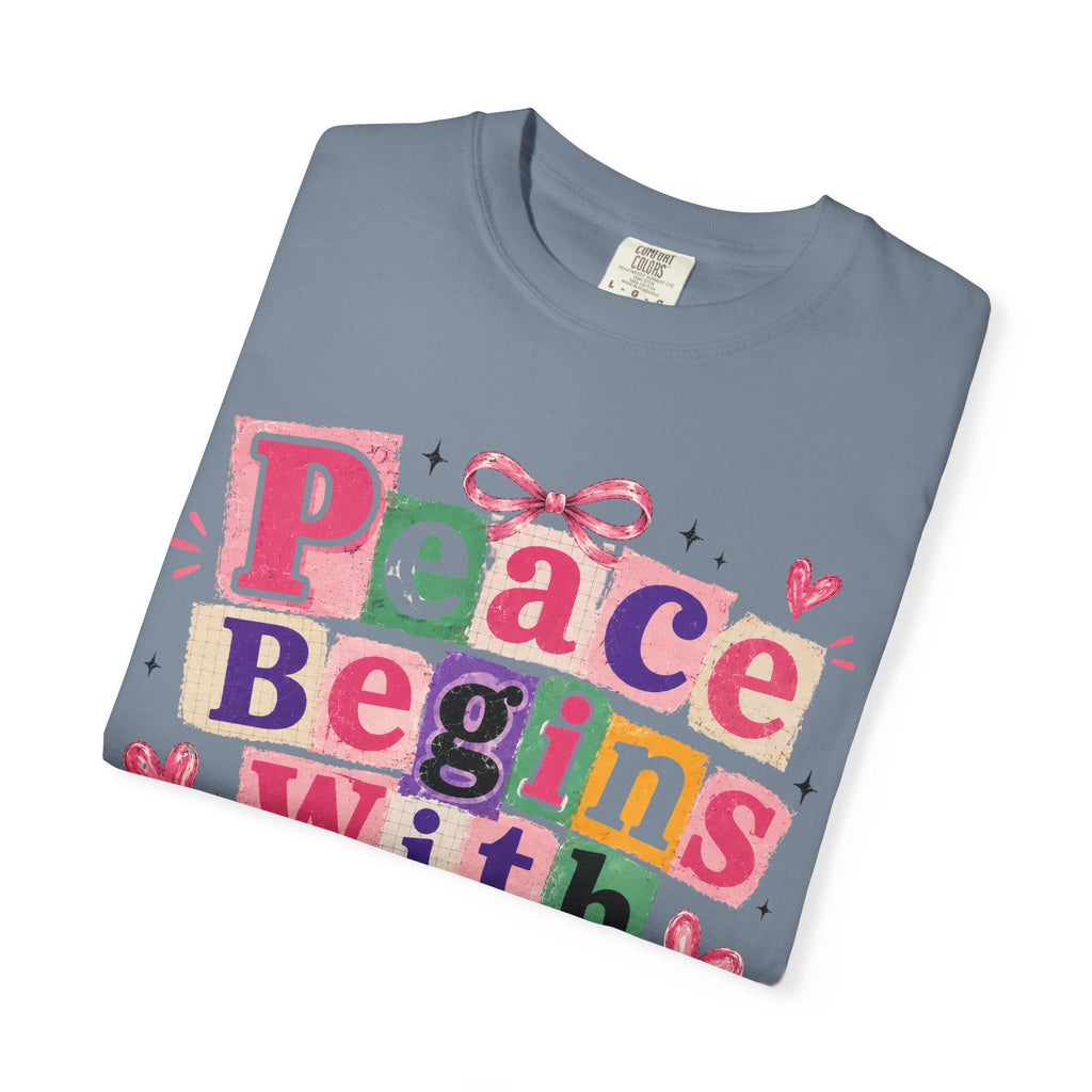 Peace Begins With Prayer T-Shirt — Inspirational Faith Graphic Tee