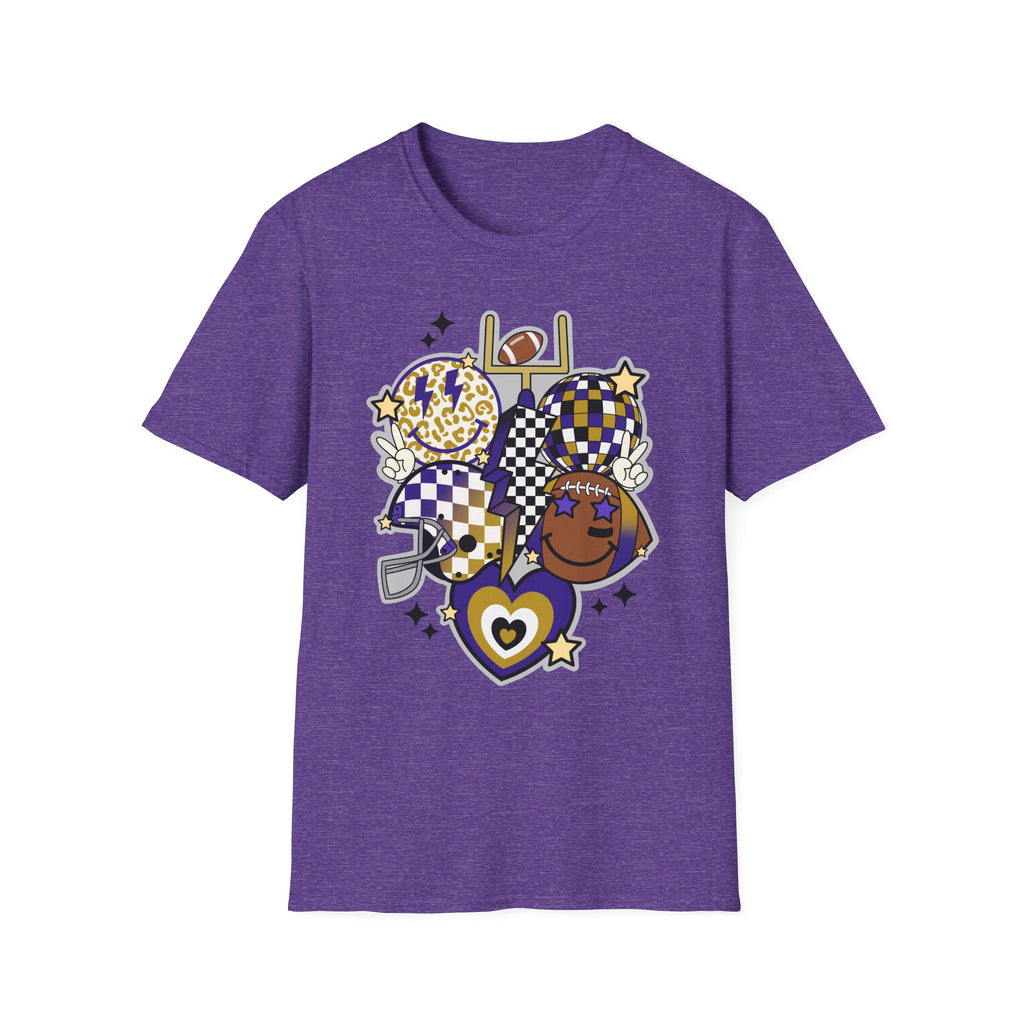 Football Spirit Graphic T-Shirt — Checker & Leopard Team Design