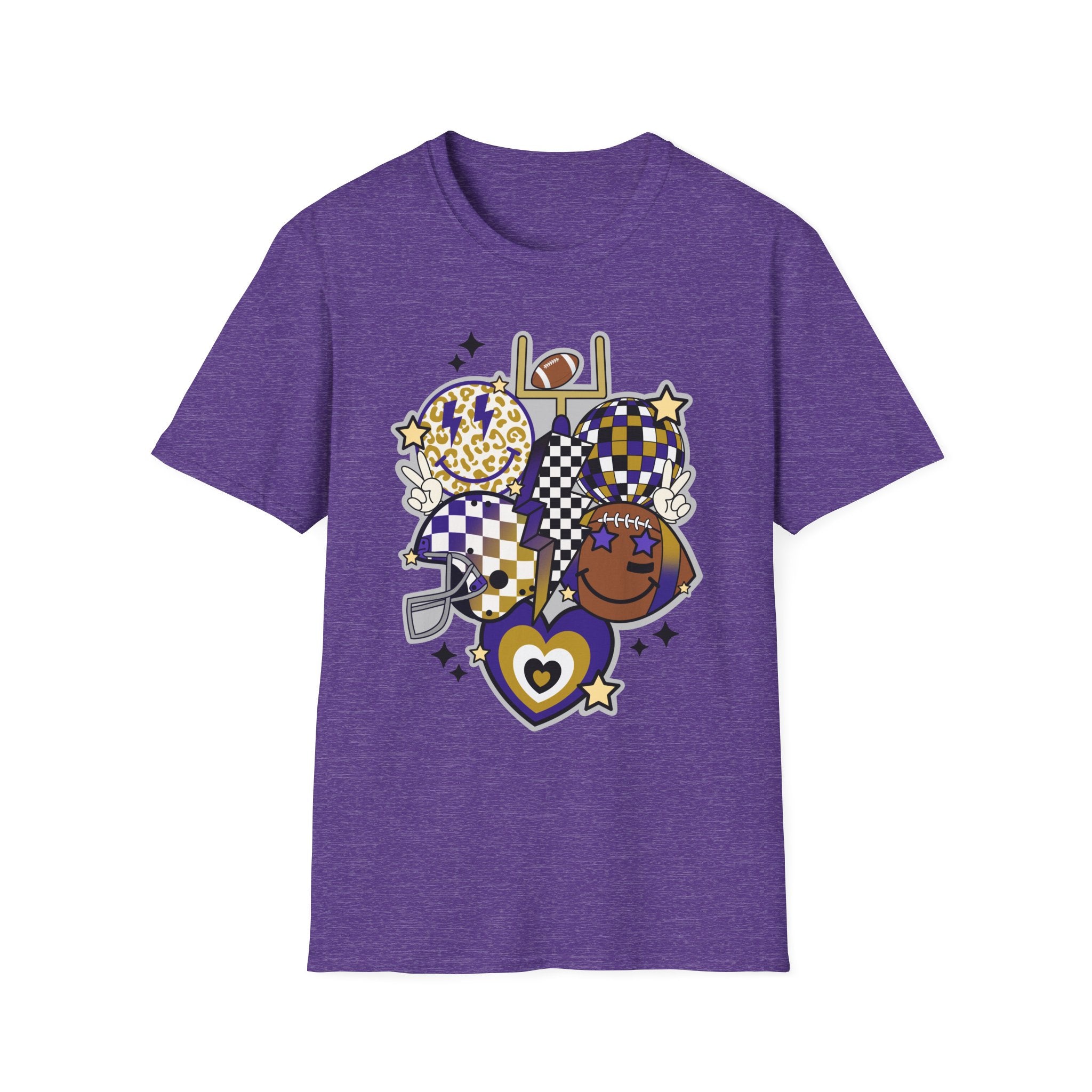Football Spirit Graphic T-Shirt — Checker & Leopard Team Design