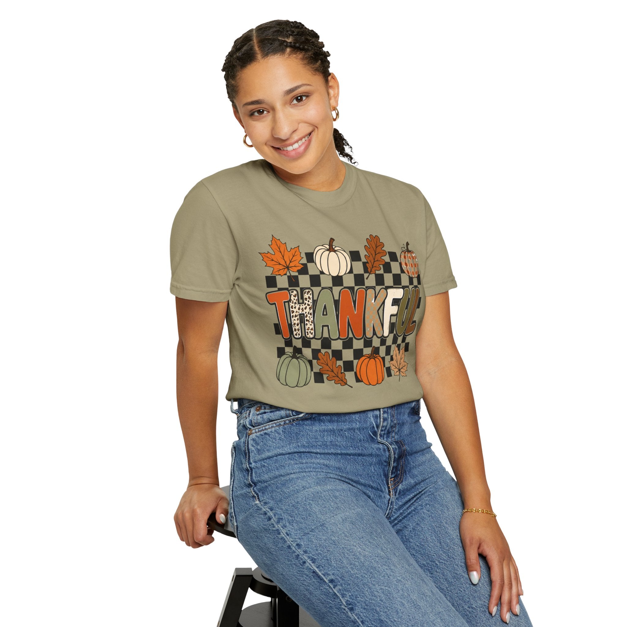 Thankful Fall T-Shirt — Pumpkin & Leaves Thanksgiving Tee