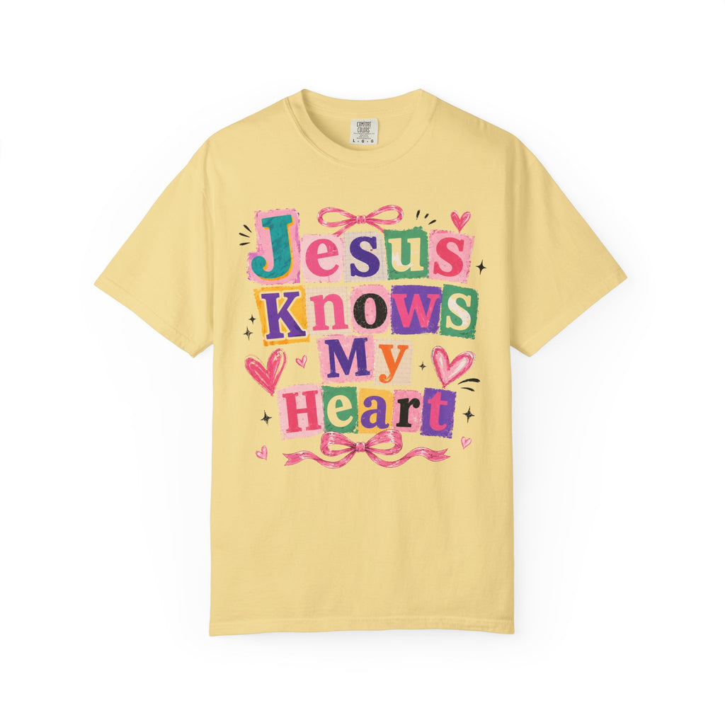 Jesus Knows My Heart T-Shirt — Colorful Faith Graphic Tee