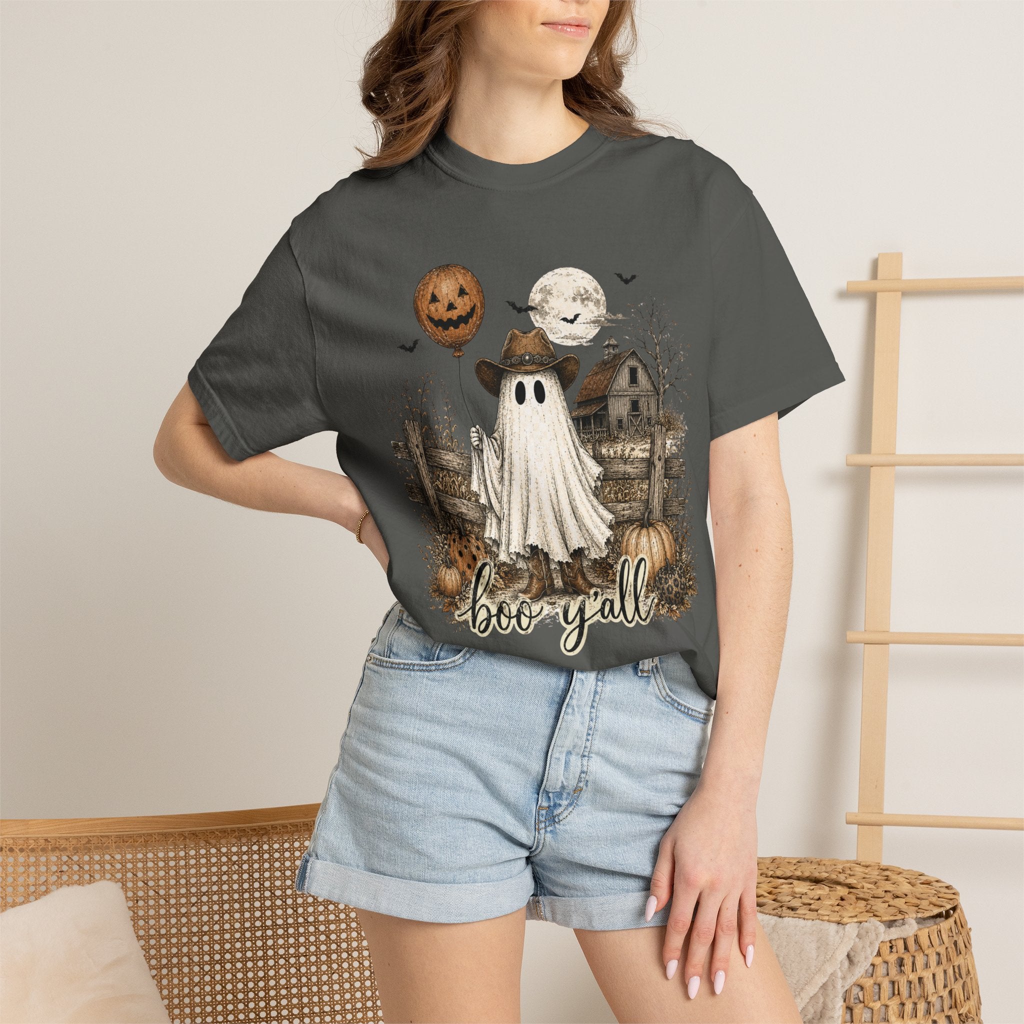 Boo Y'all Halloween Ghost T-Shirt — Cute Rustic Pumpkin Farm Spooky Tee