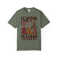 Happy Thanksgiving T-Shirt — Retro Plaid & Leopard Fall Tee