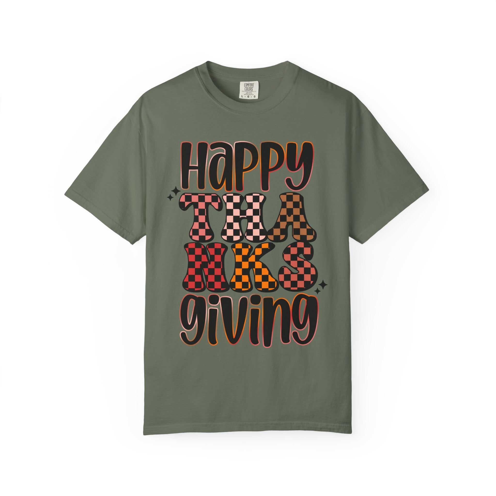 Happy Thanksgiving T-Shirt — Retro Plaid & Leopard Fall Tee