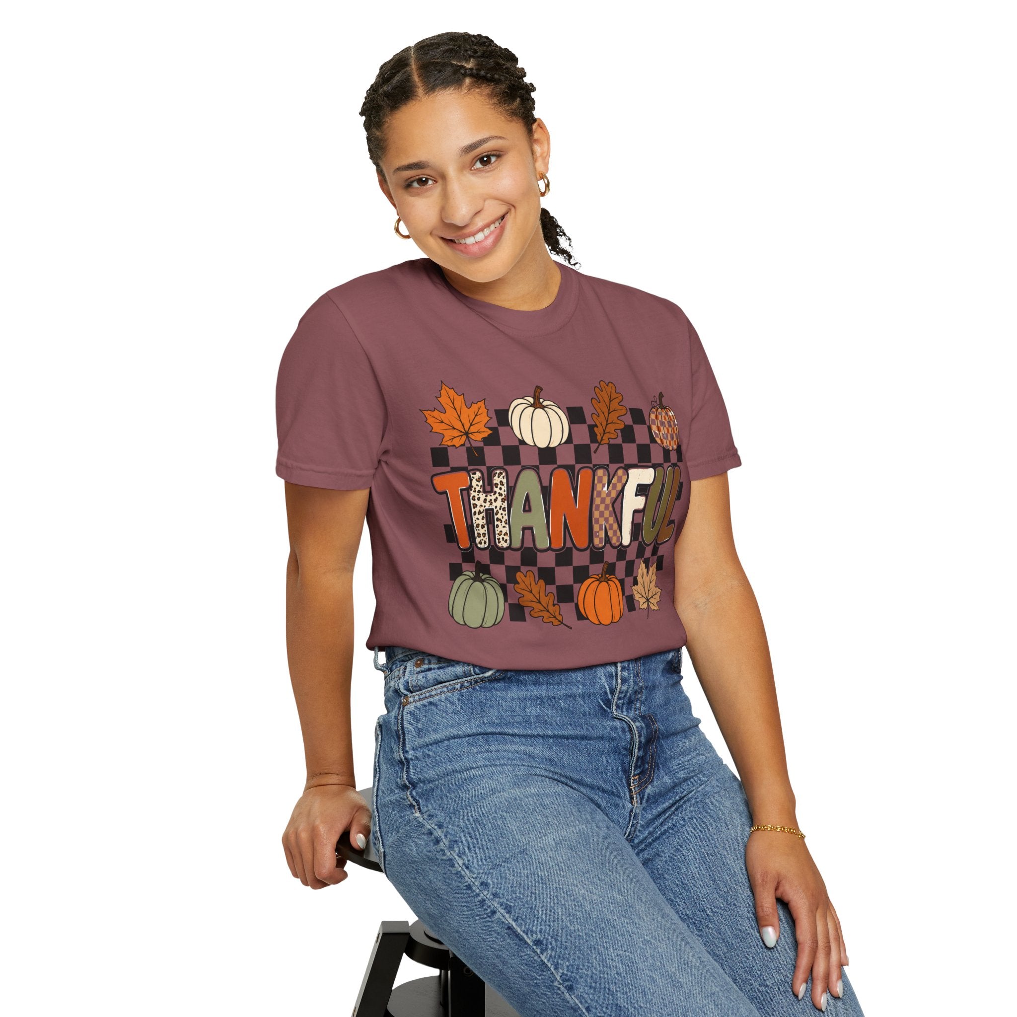 Thankful Fall T-Shirt — Pumpkin & Leaves Thanksgiving Tee