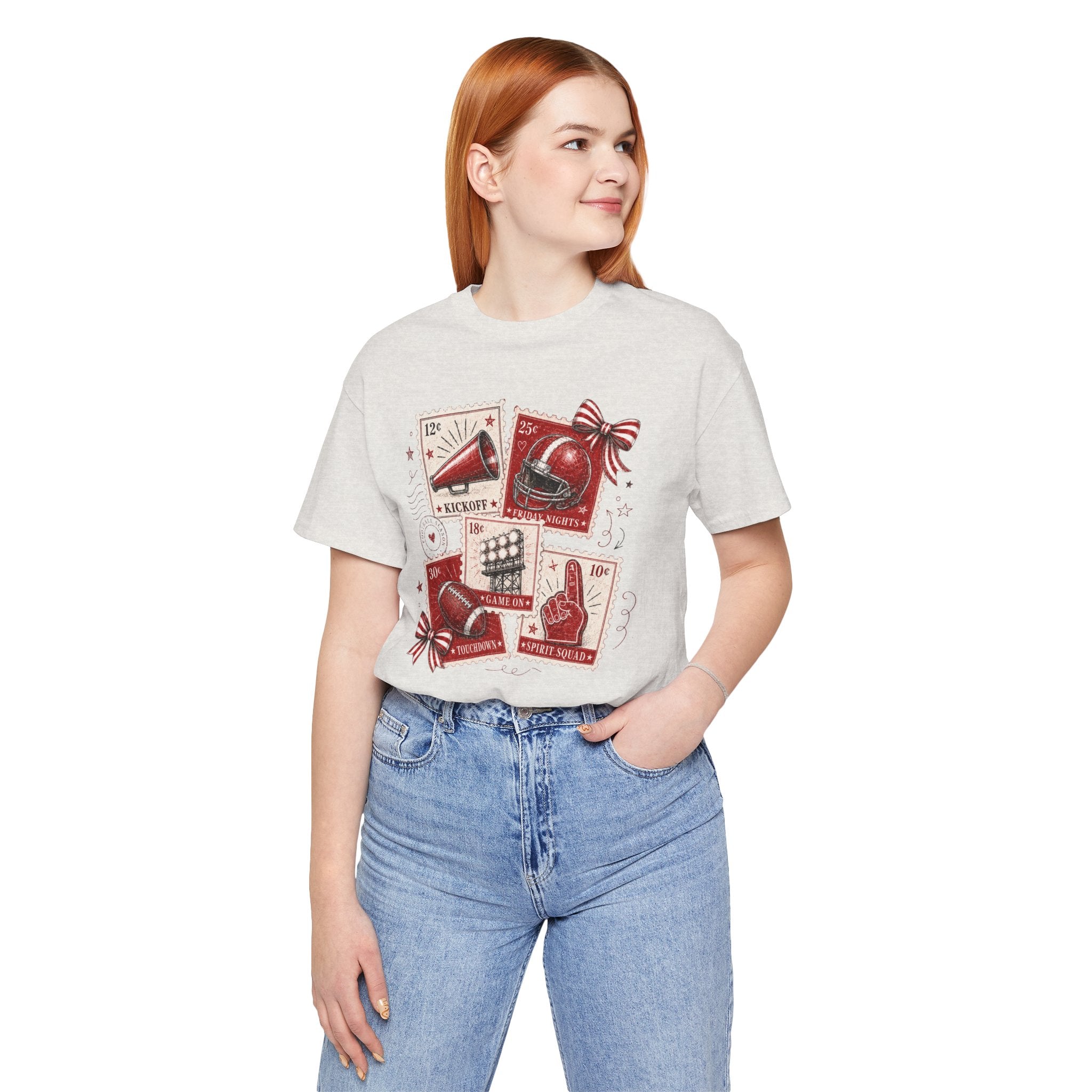 Football Stamps Vintage Graphic Tee — Kickoff, Touchdown & Game Day Icons