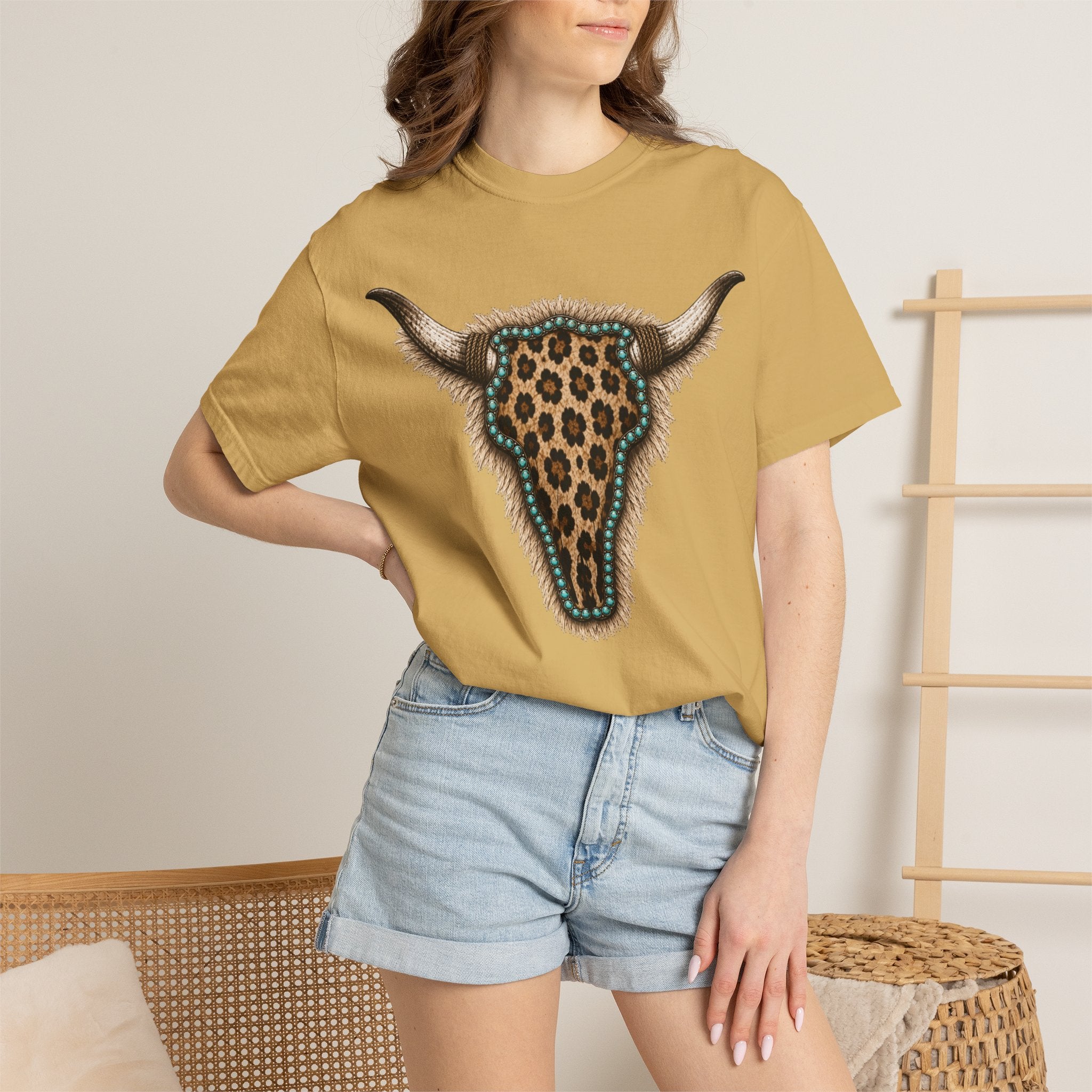 Leopard Skull Tee — Western Bull Skull Graphic T-Shirt