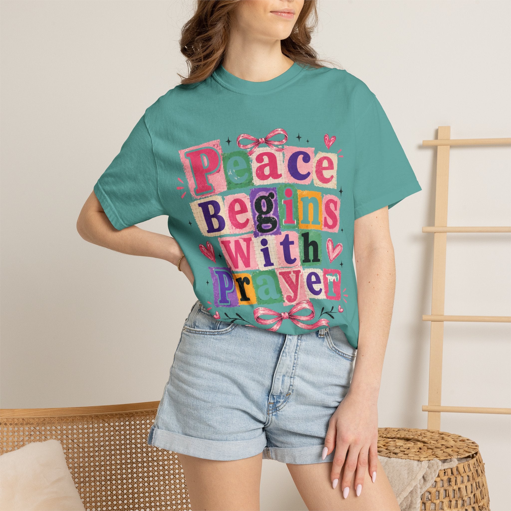 Peace Begins With Prayer T-Shirt — Inspirational Faith Graphic Tee