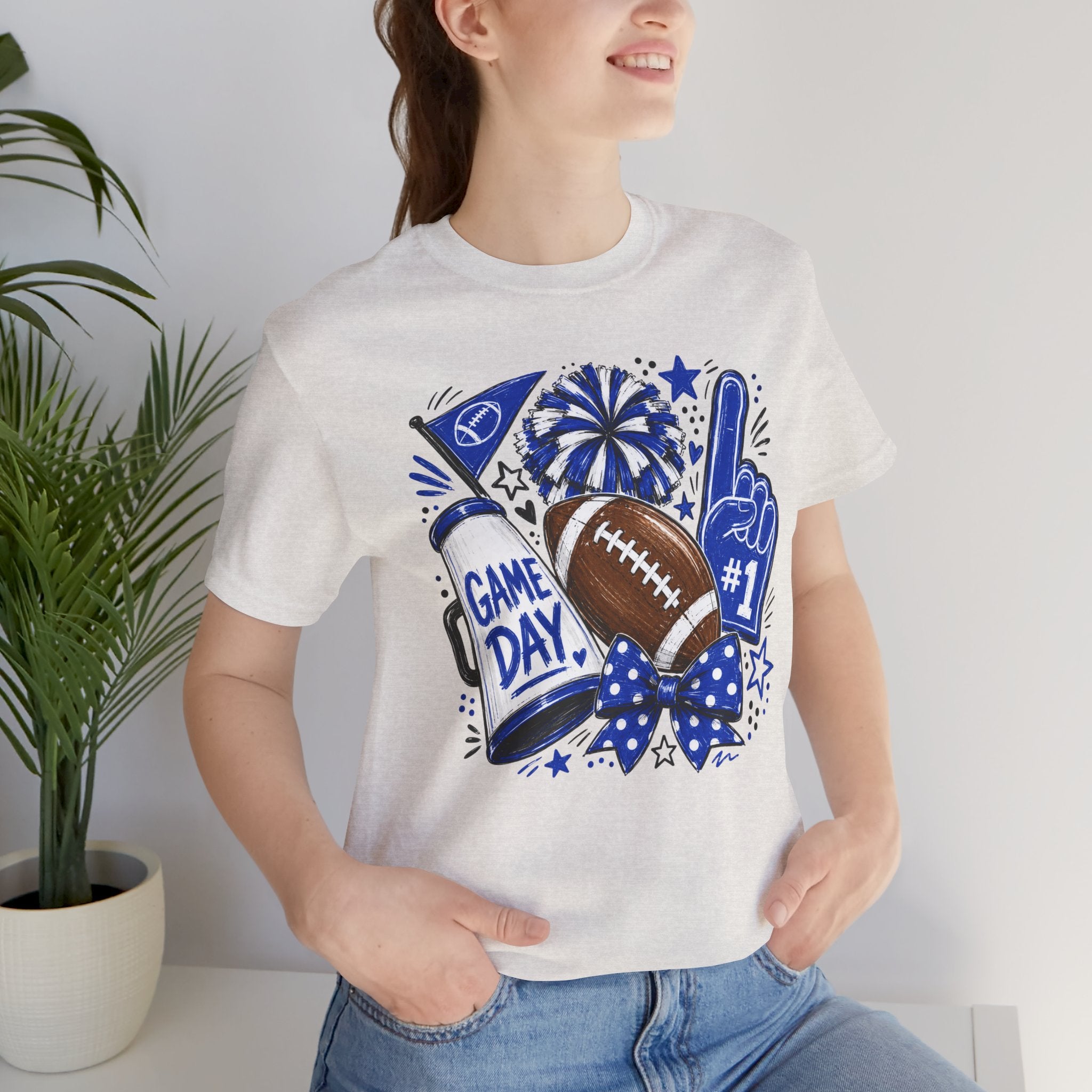 Game Day Football Tee — Blue "Game Day" Fan Graphic Shirt