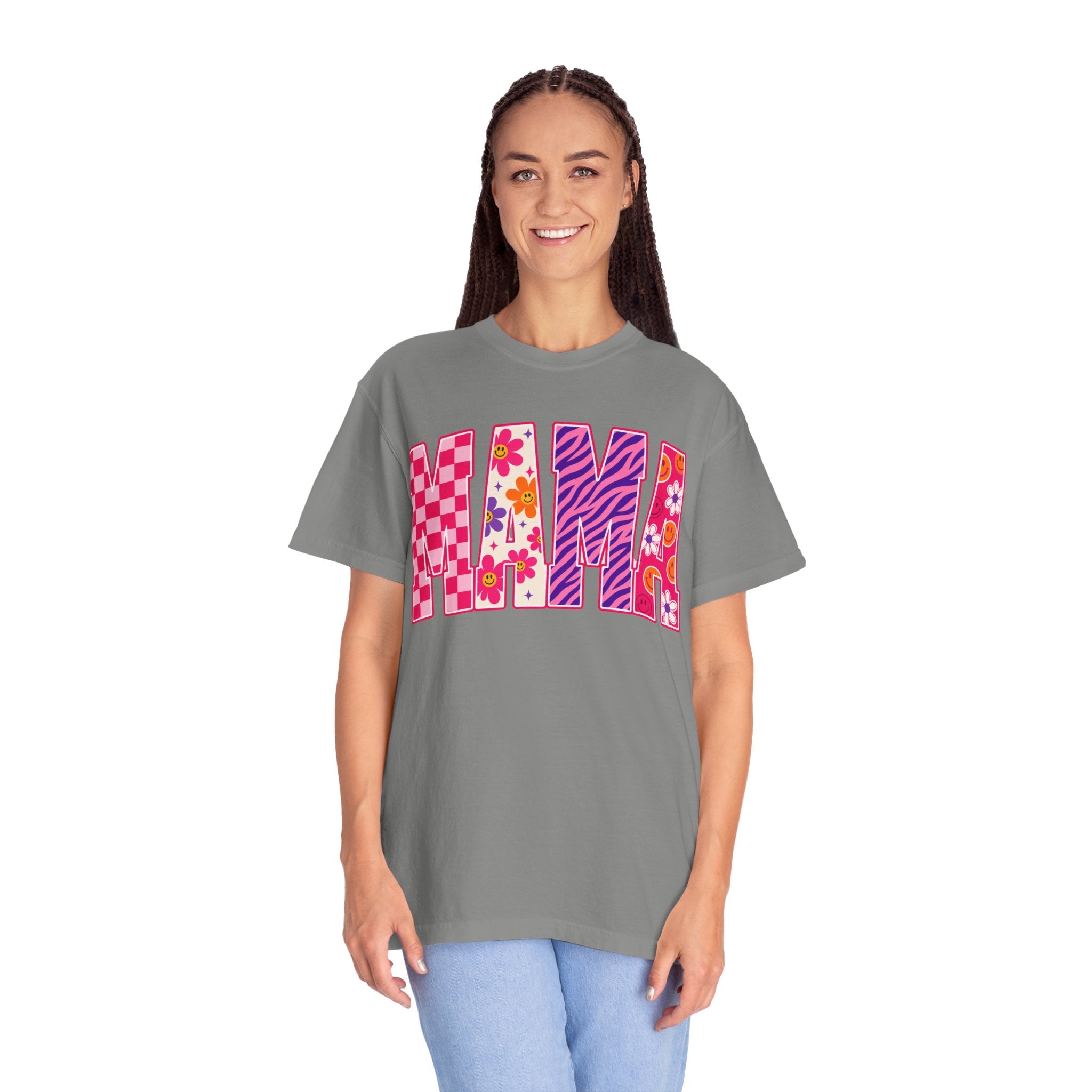 Miami Retro Graphic T-Shirt — Colorful Floral & Pattern Block Lettering
