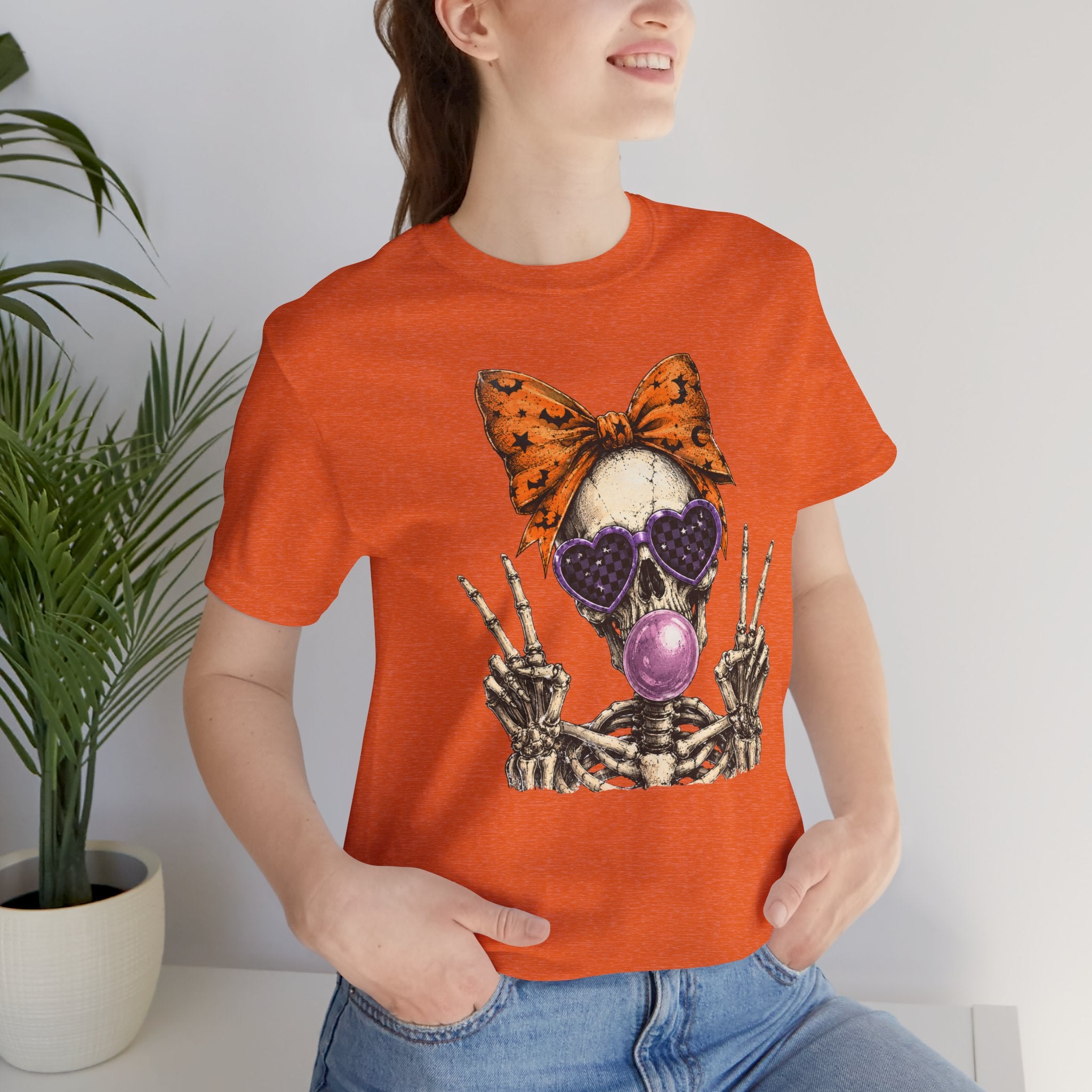 Skull Bubblegum Tee — Cute Gothic Skull with Bow & Sunglasses Graphic T-Shirt