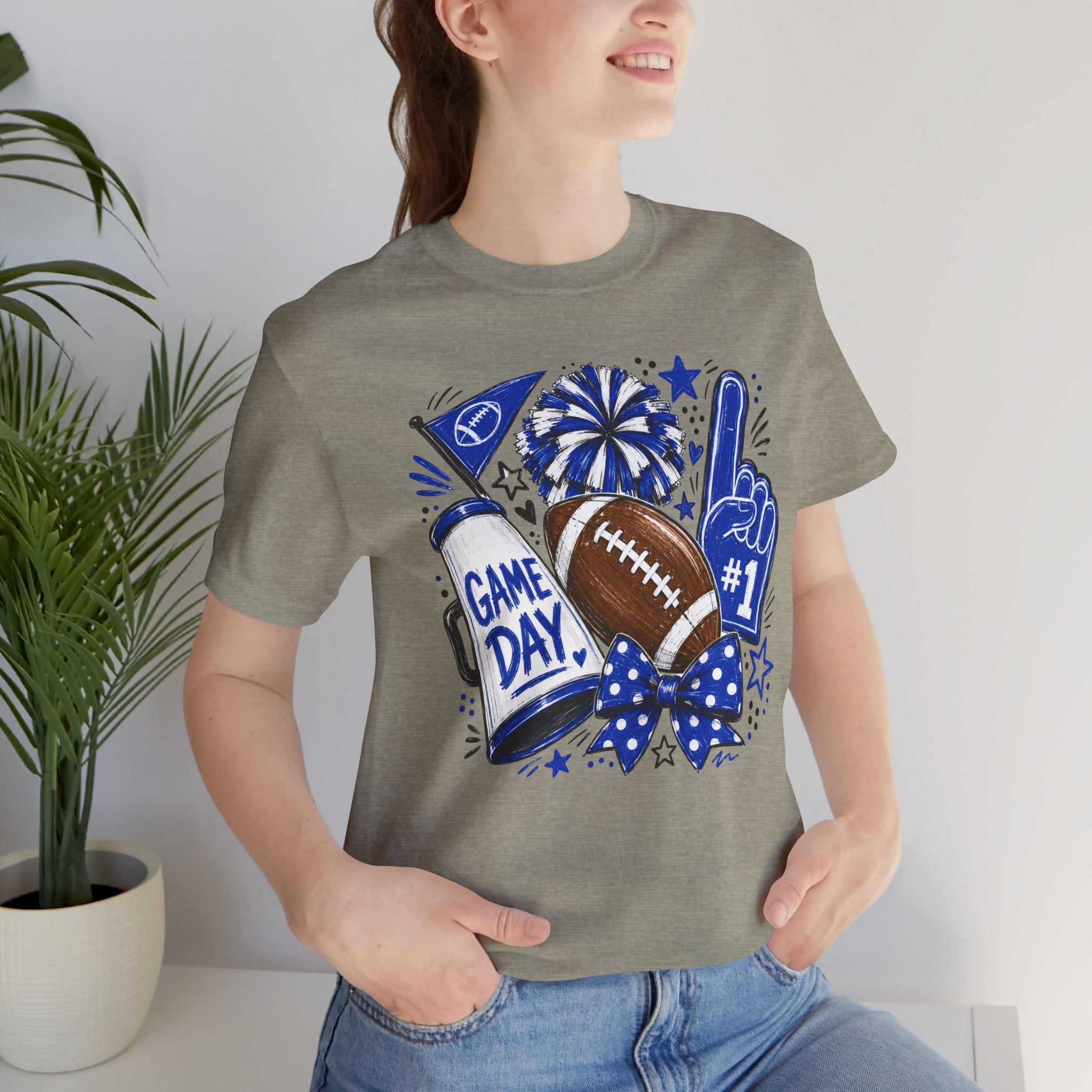 Game Day Football Tee — Blue "Game Day" Fan Graphic Shirt