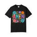 Amen Floral T-Shirt — Colorful Retro Flowers Graphic Tee