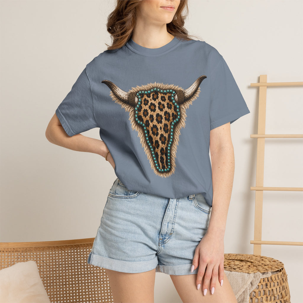 Leopard Skull Tee — Western Bull Skull Graphic T-Shirt
