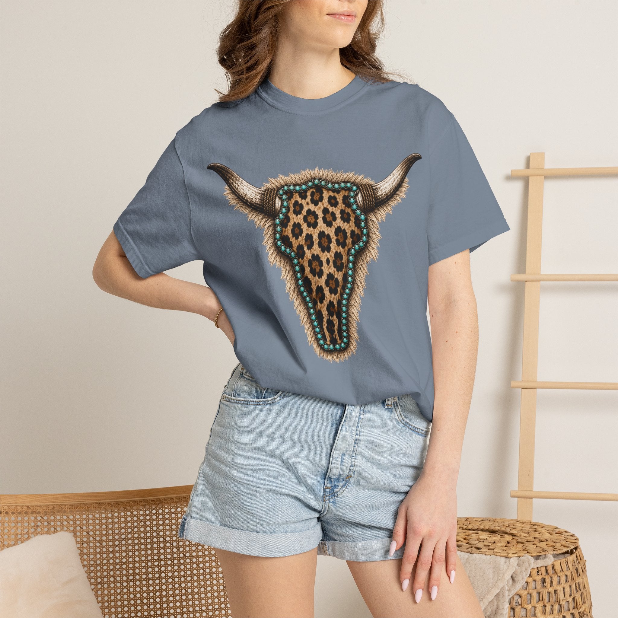 Leopard Skull Tee — Western Bull Skull Graphic T-Shirt