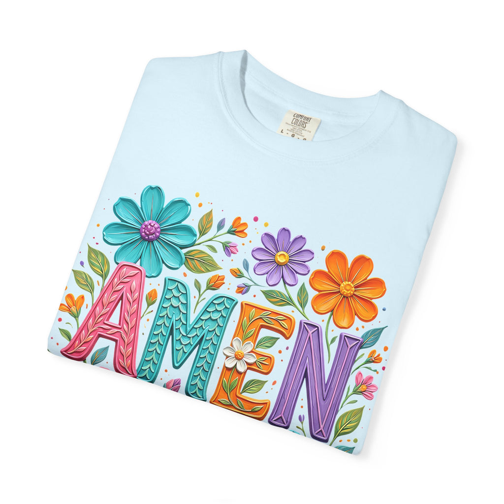 Amen Floral T-Shirt — Colorful Retro Flowers Graphic Tee