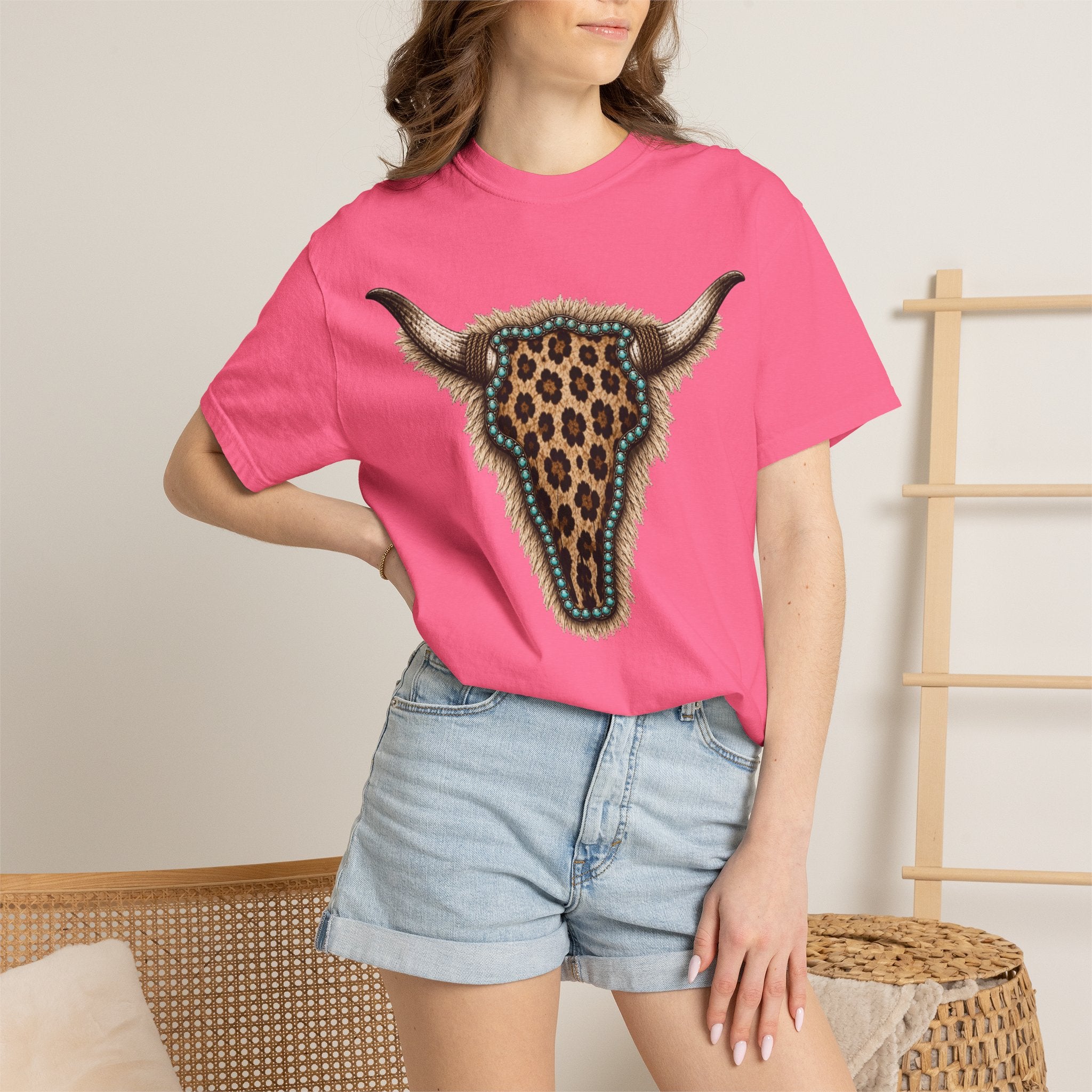 Leopard Skull Tee — Western Bull Skull Graphic T-Shirt