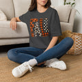Fall Pattern Lettering T-Shirt — Plaid, Leopard & Polka Dot Seasonal Tee