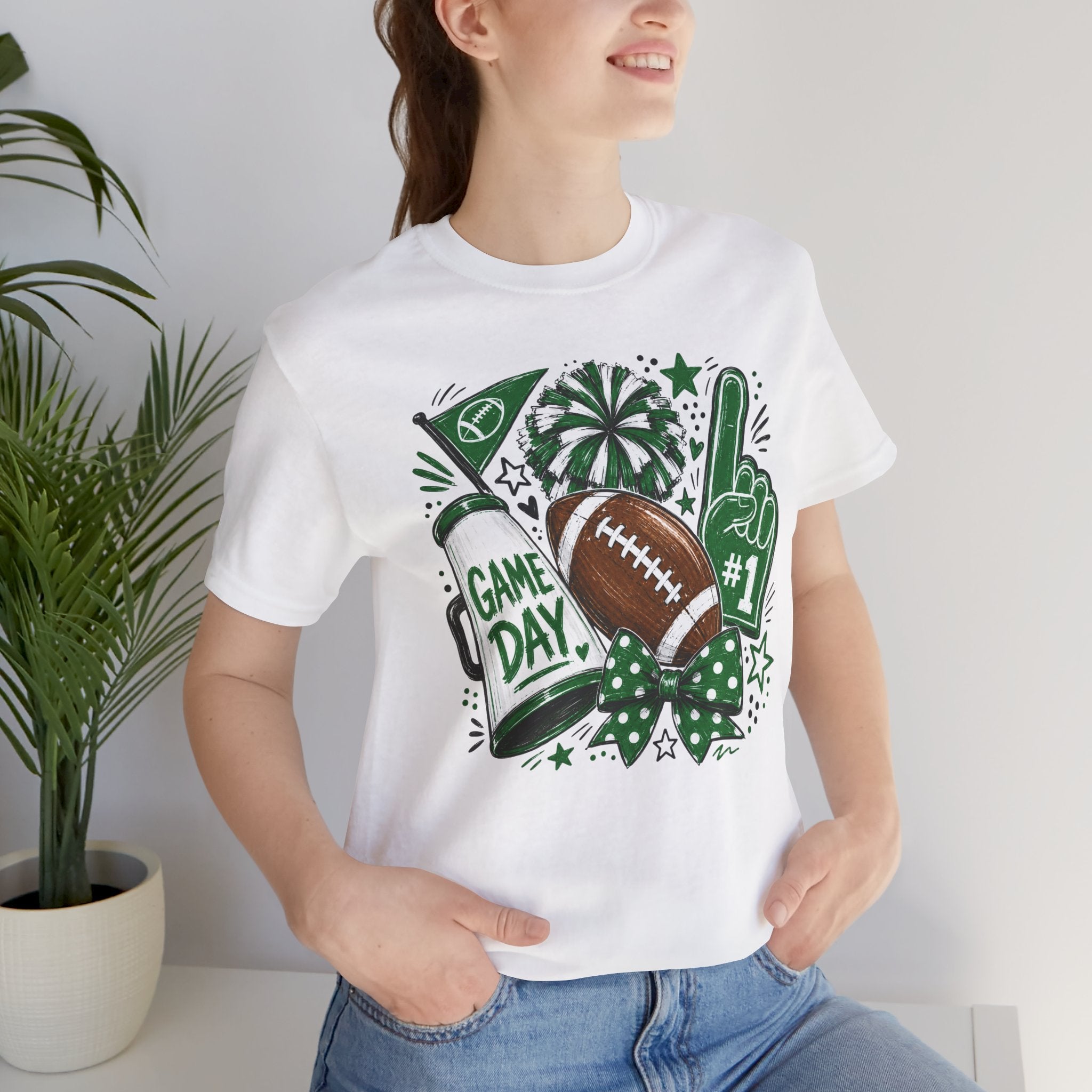 Game Day Football Tee — Green Spirit Fan Shirt