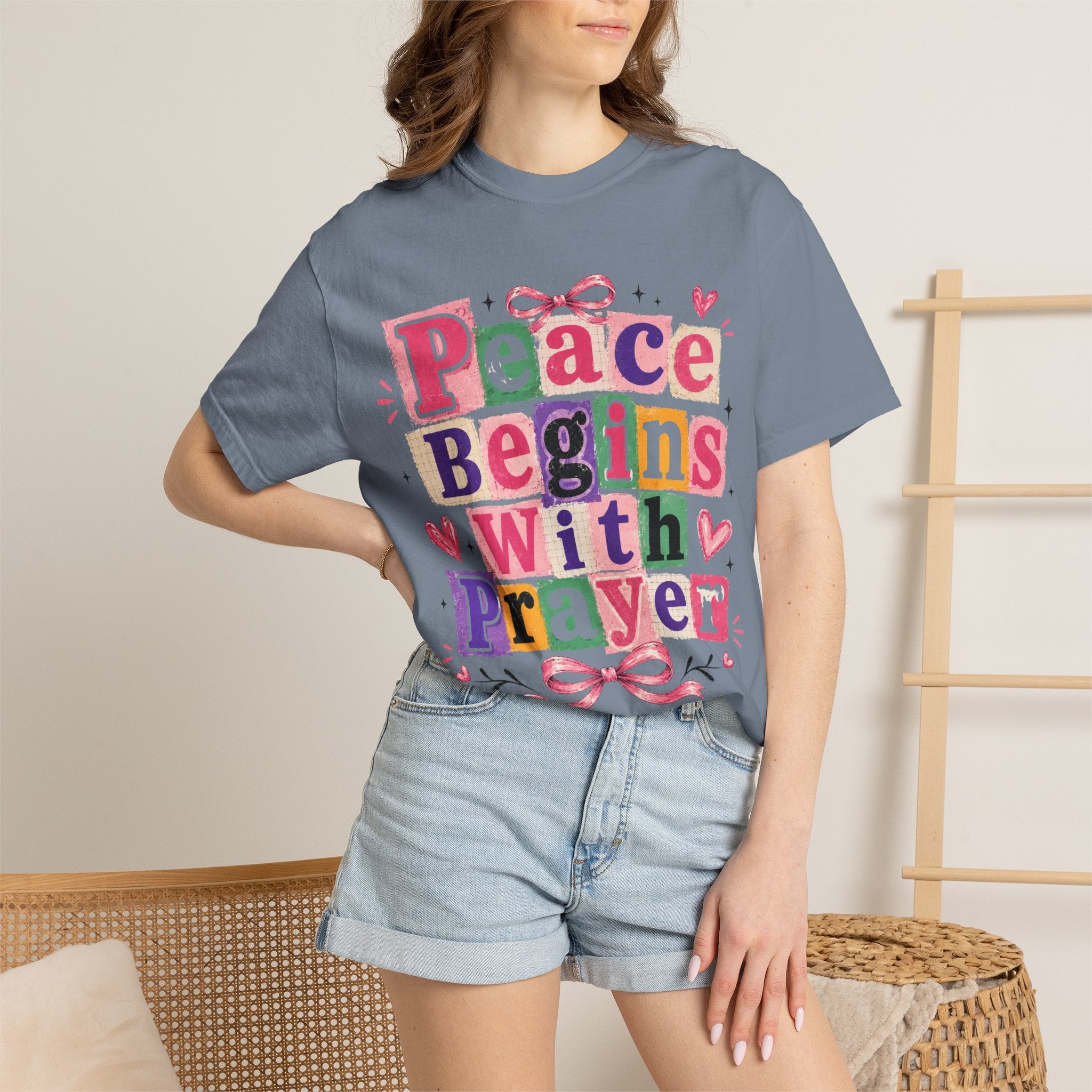 Peace Begins With Prayer T-Shirt — Inspirational Faith Graphic Tee