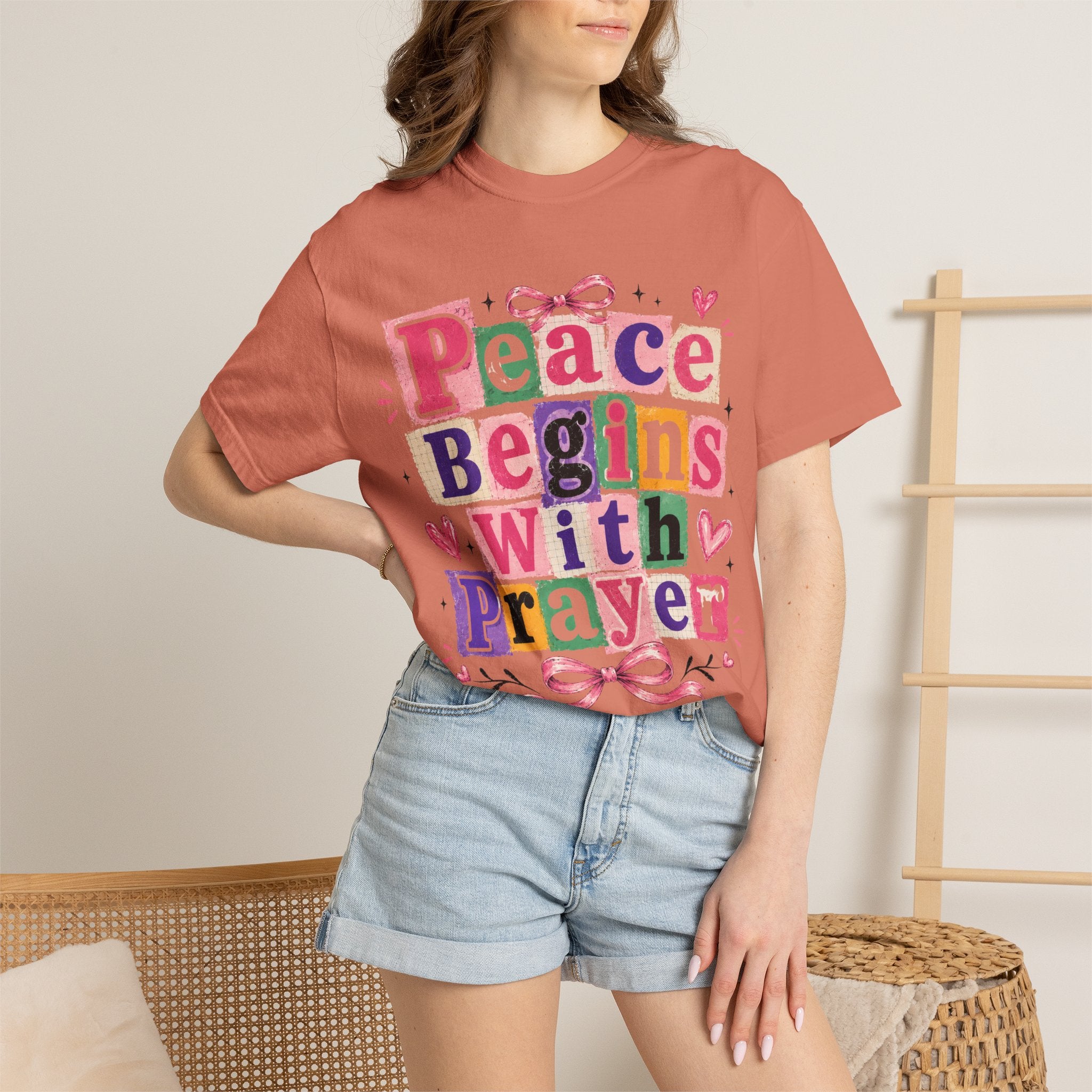 Peace Begins With Prayer T-Shirt — Inspirational Faith Graphic Tee