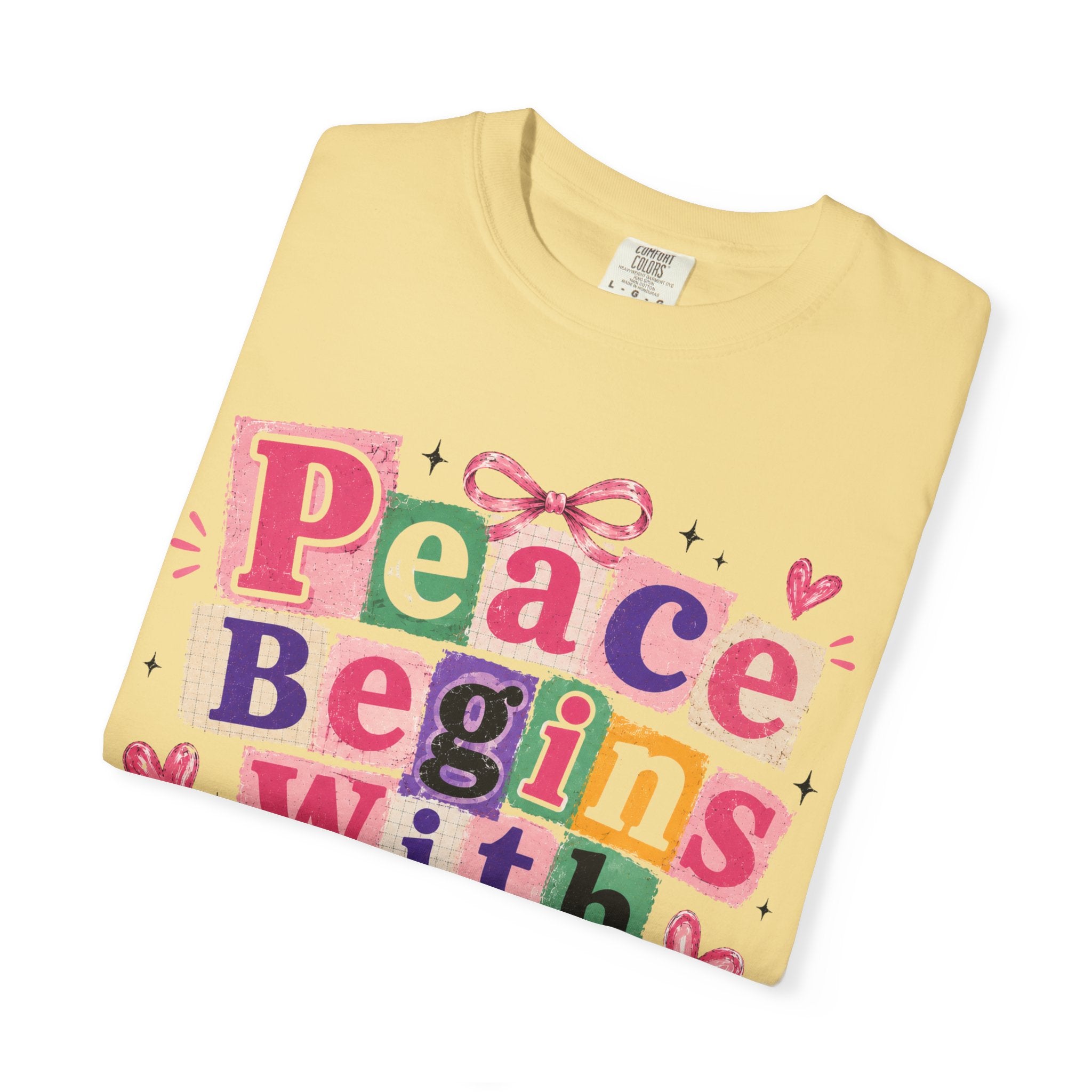 Peace Begins With Prayer T-Shirt — Inspirational Faith Graphic Tee