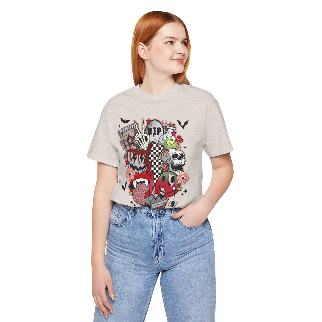 Skull & Joker Graphic Tee — Halloween Goth Punk Horror T-Shirt