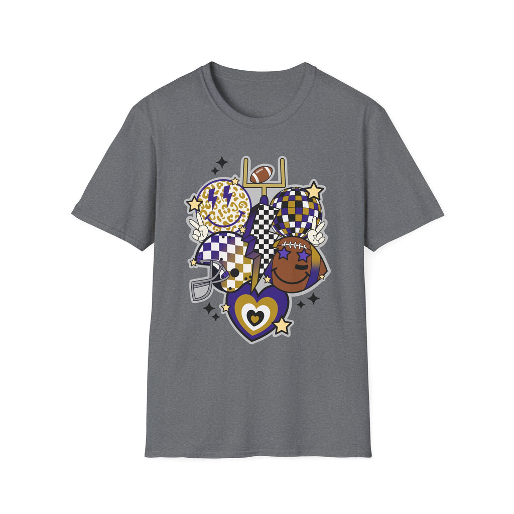 Football Spirit Graphic T-Shirt — Checker & Leopard Team Design