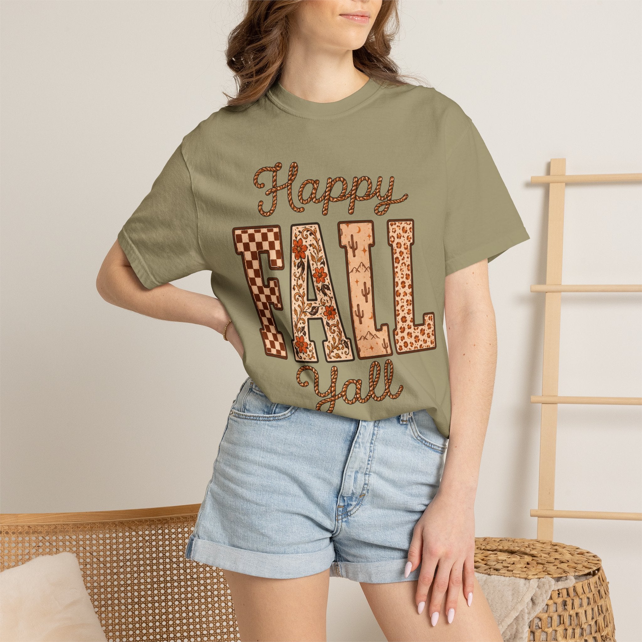 Happy Fall Y'all T-Shirt — Autumn Plaid & Florals Tee