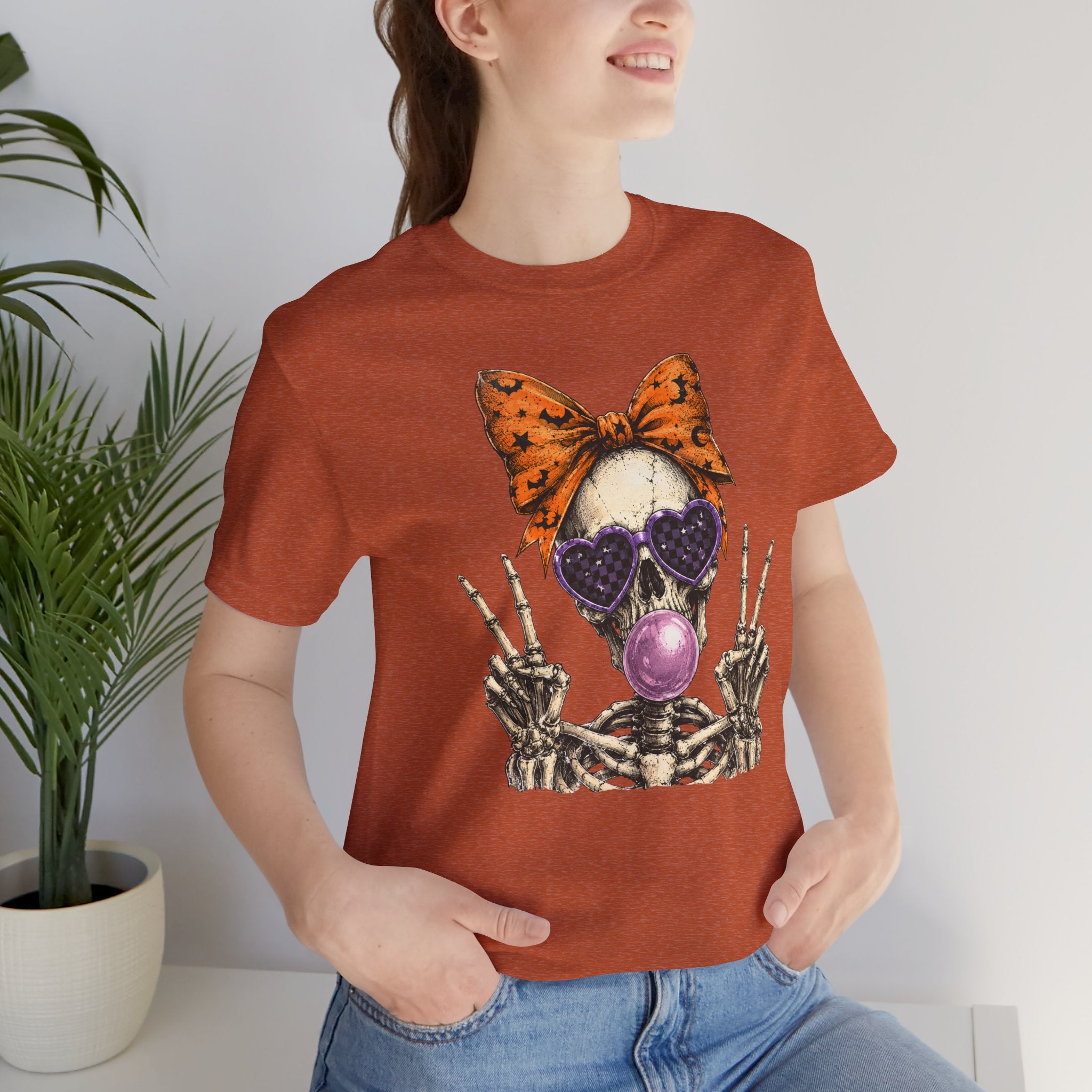 Skull Bubblegum Tee — Cute Gothic Skull with Bow & Sunglasses Graphic T-Shirt