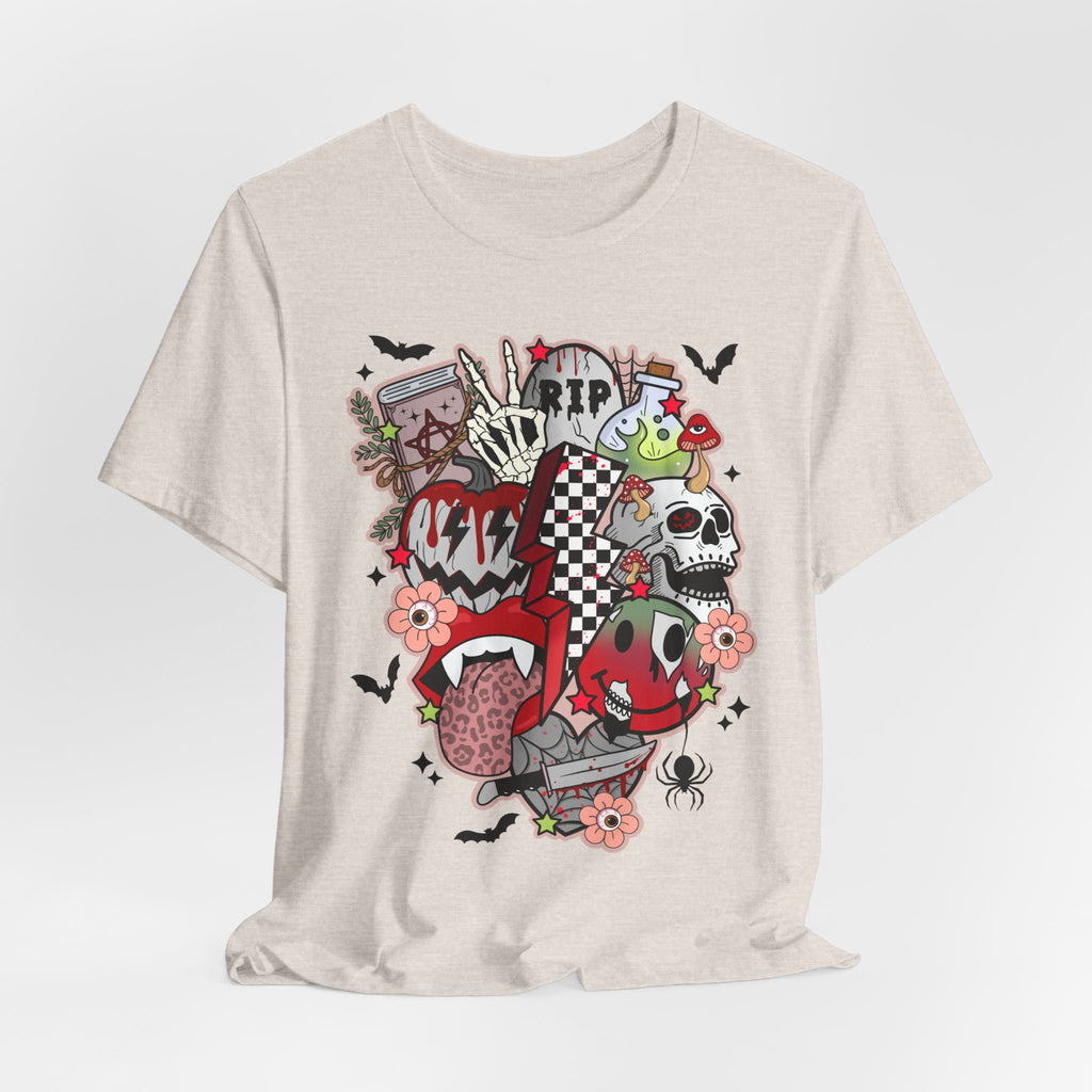 Skull & Joker Graphic Tee — Halloween Goth Punk Horror T-Shirt