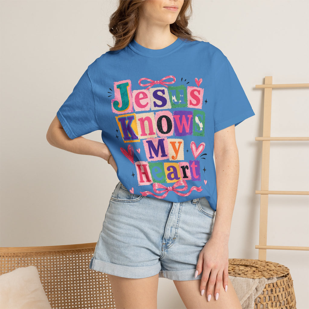 Jesus Knows My Heart T-Shirt — Colorful Faith Graphic Tee