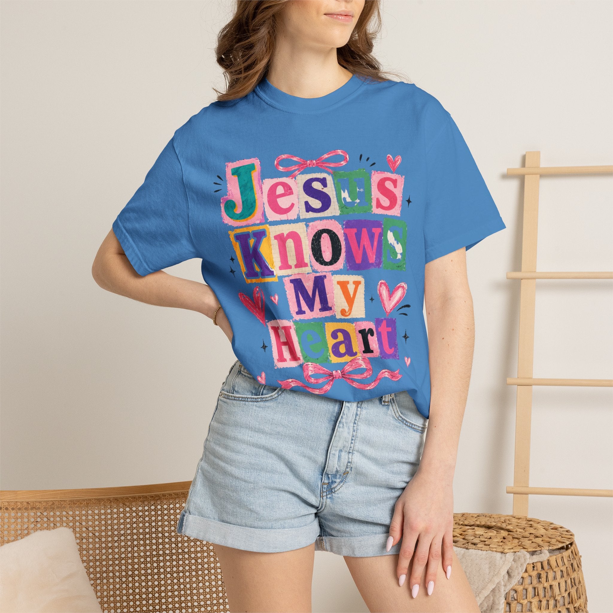 Jesus Knows My Heart T-Shirt — Colorful Faith Graphic Tee