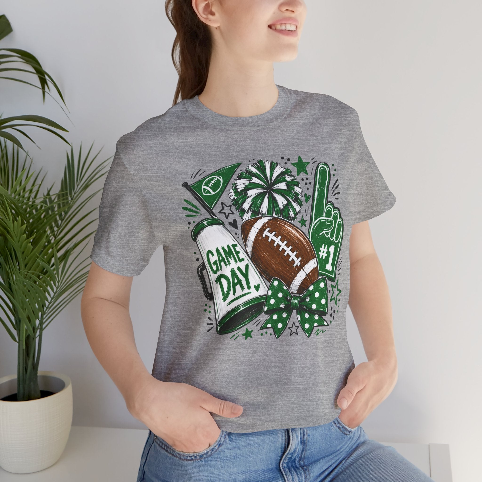 Game Day Football Tee — Green Spirit Fan Shirt