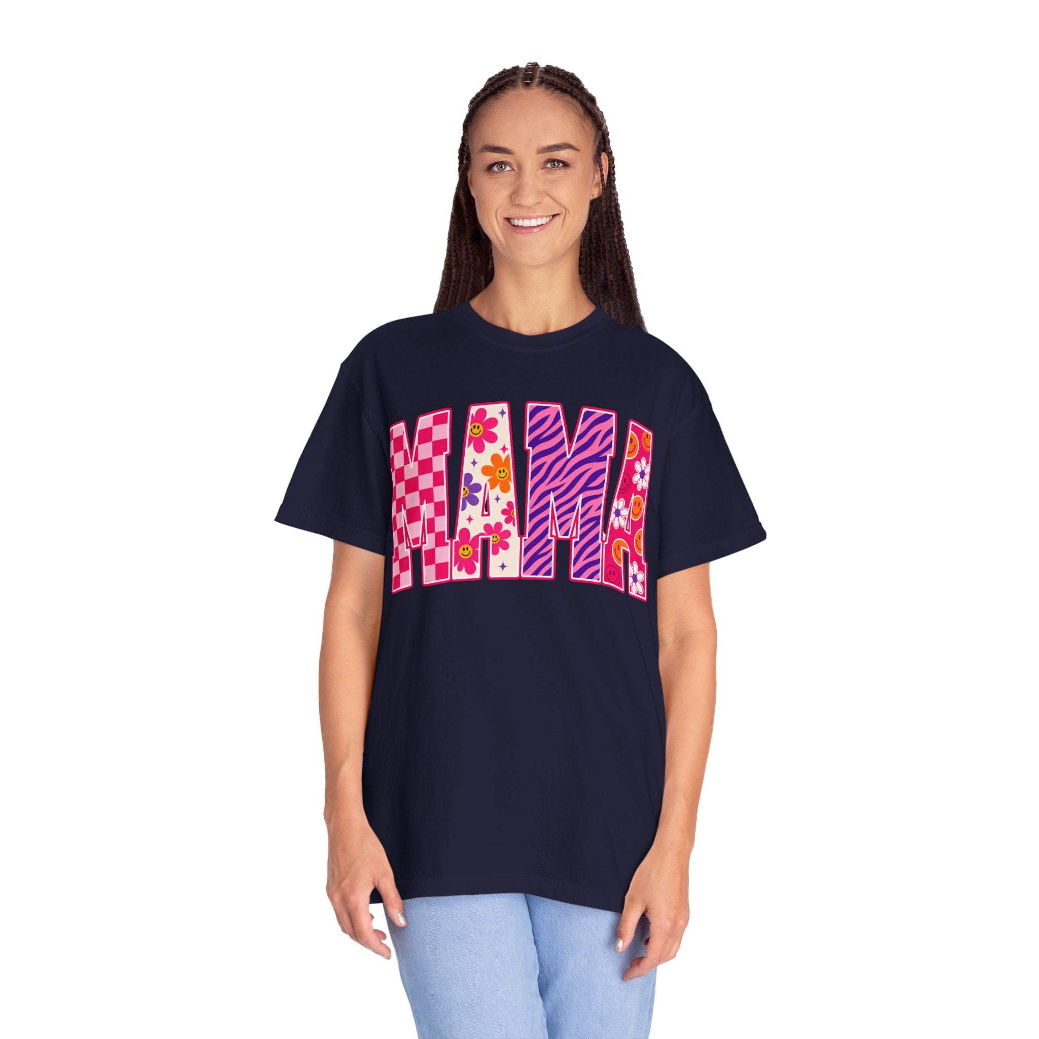 Miami Retro Graphic T-Shirt — Colorful Floral & Pattern Block Lettering