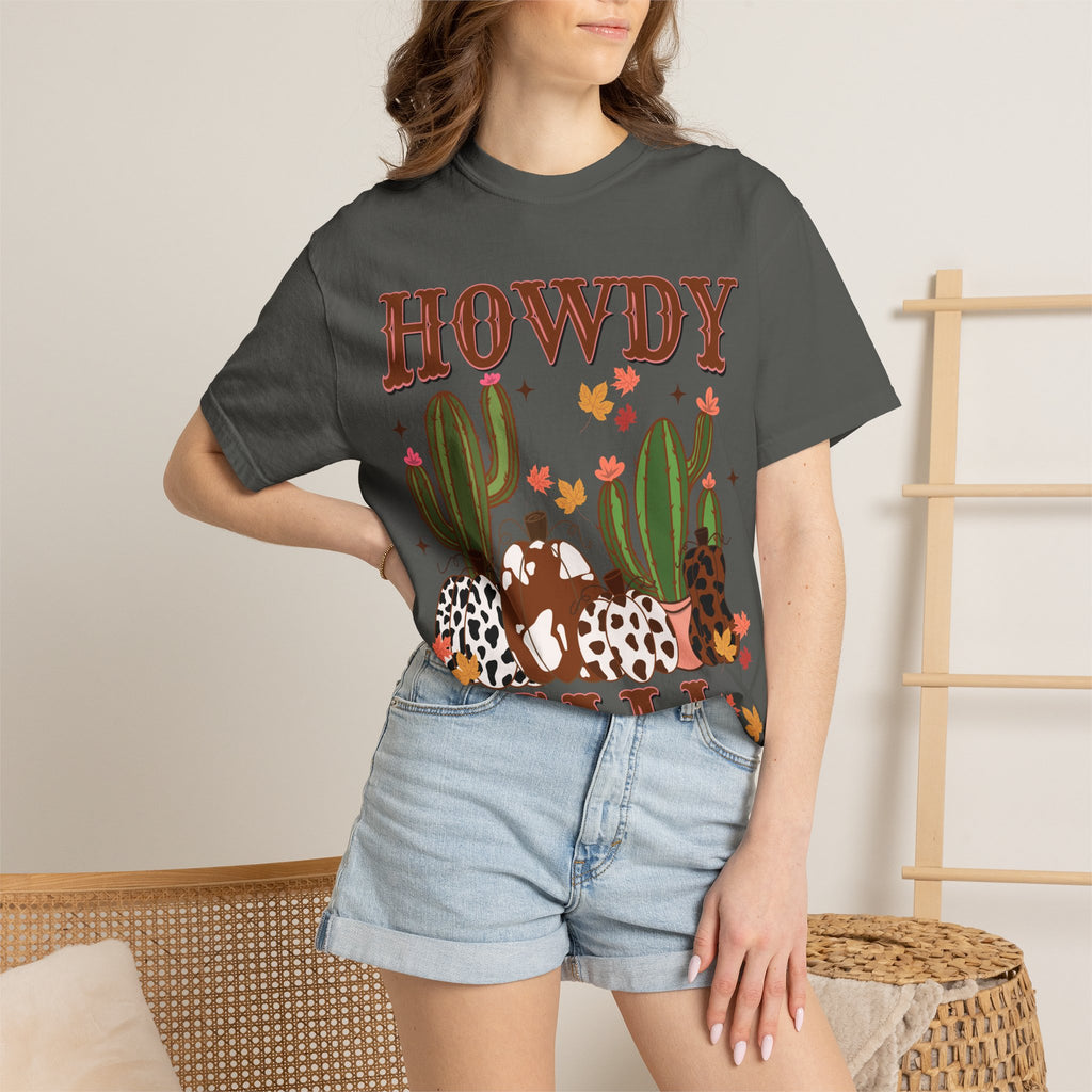 Howdy Fall Graphic Tee — Western Cactus Pumpkin Autumn T-Shirt