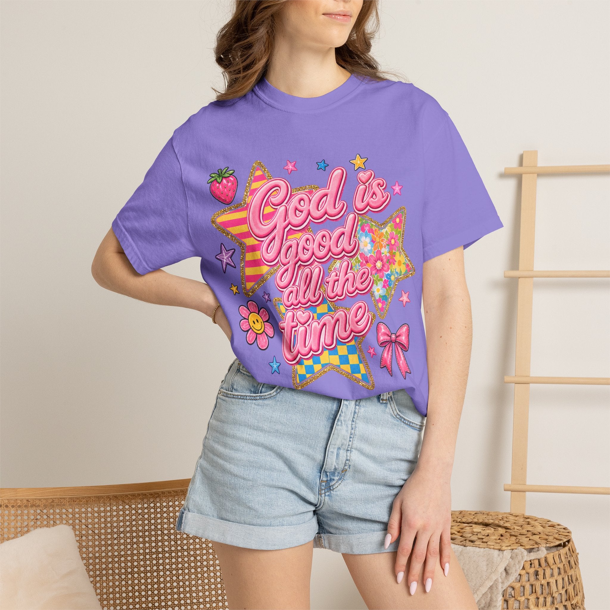 God Is Good All the Time T-Shirt — Retro Pastel Faith Graphic Tee