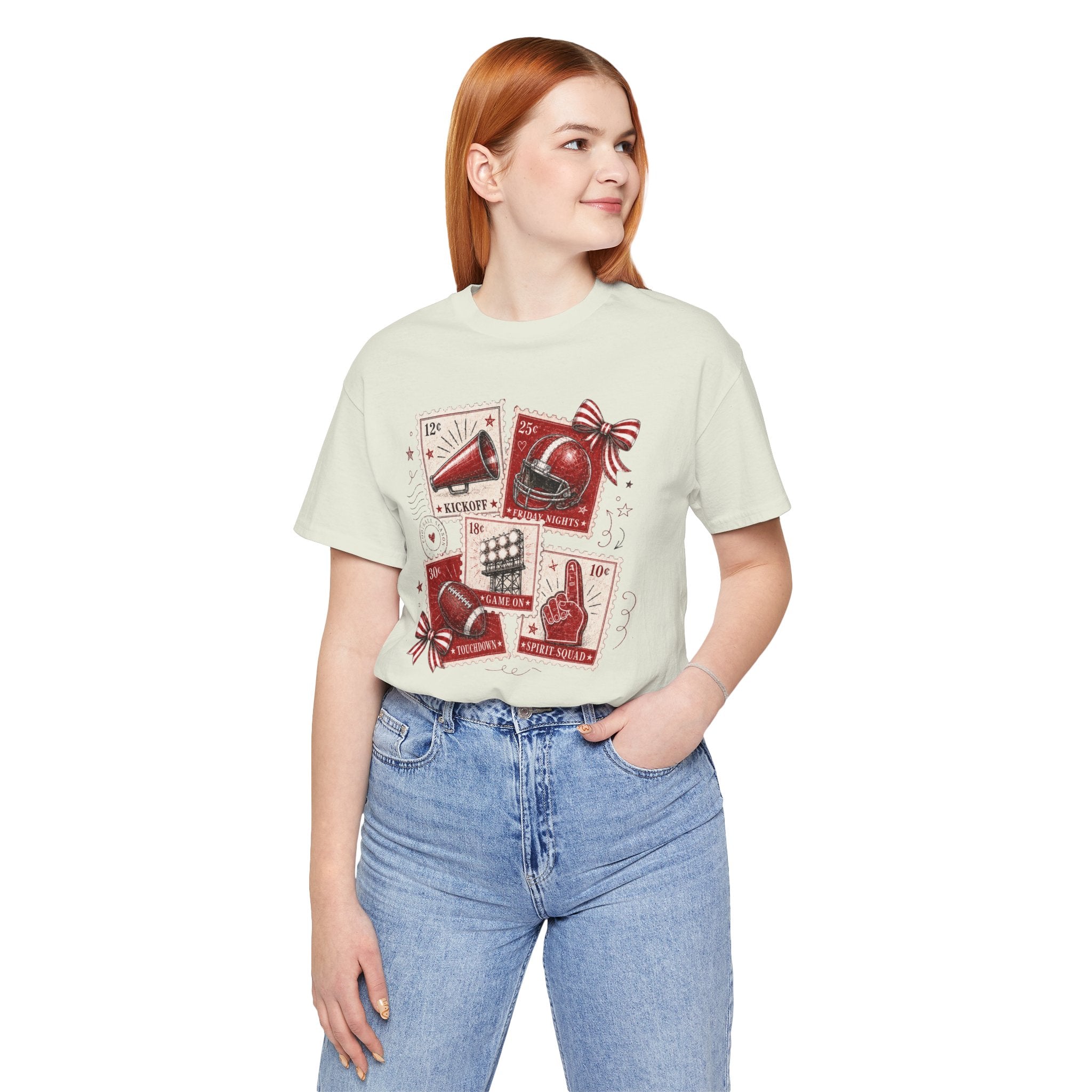 Football Stamps Vintage Graphic Tee — Kickoff, Touchdown & Game Day Icons